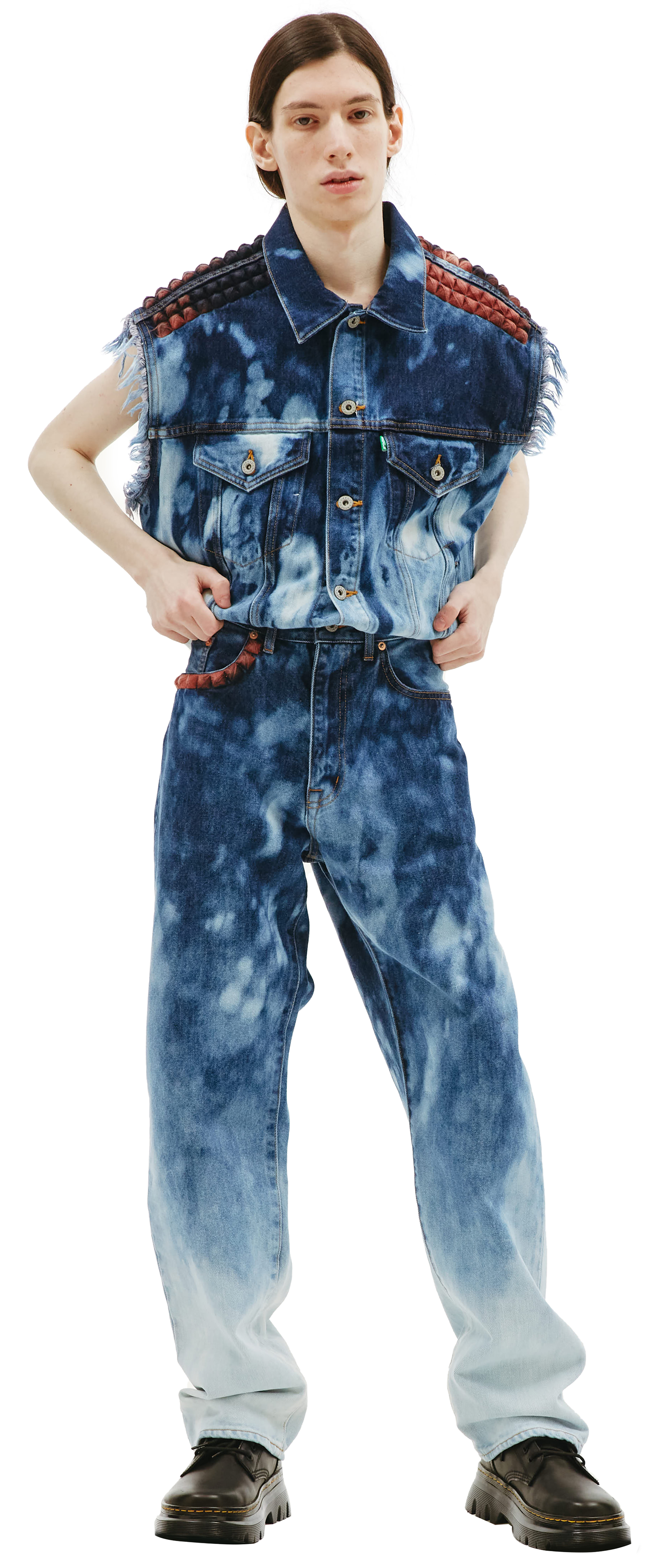 Buy Doublet men blue recycle punk jeans for $381 online on SV77