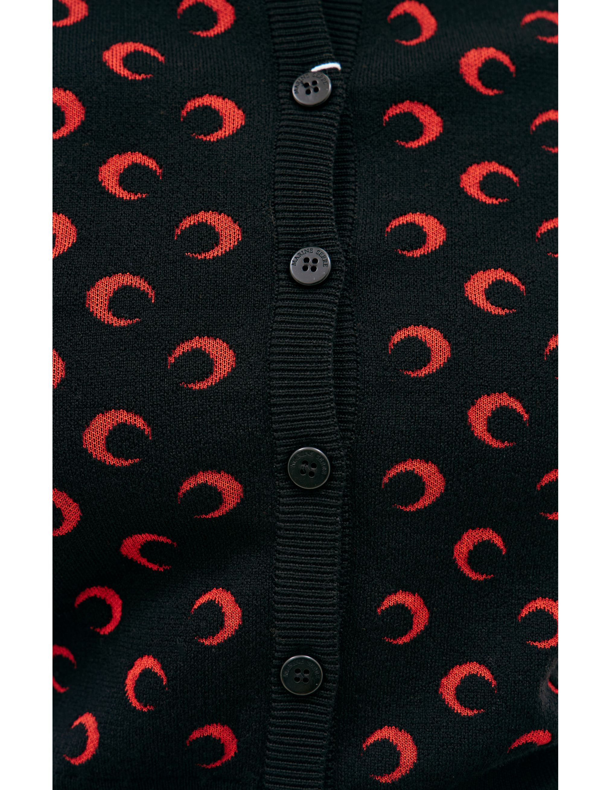 Marine Serre Black Moon Jacquard Knit Fitted Cardigan In Black