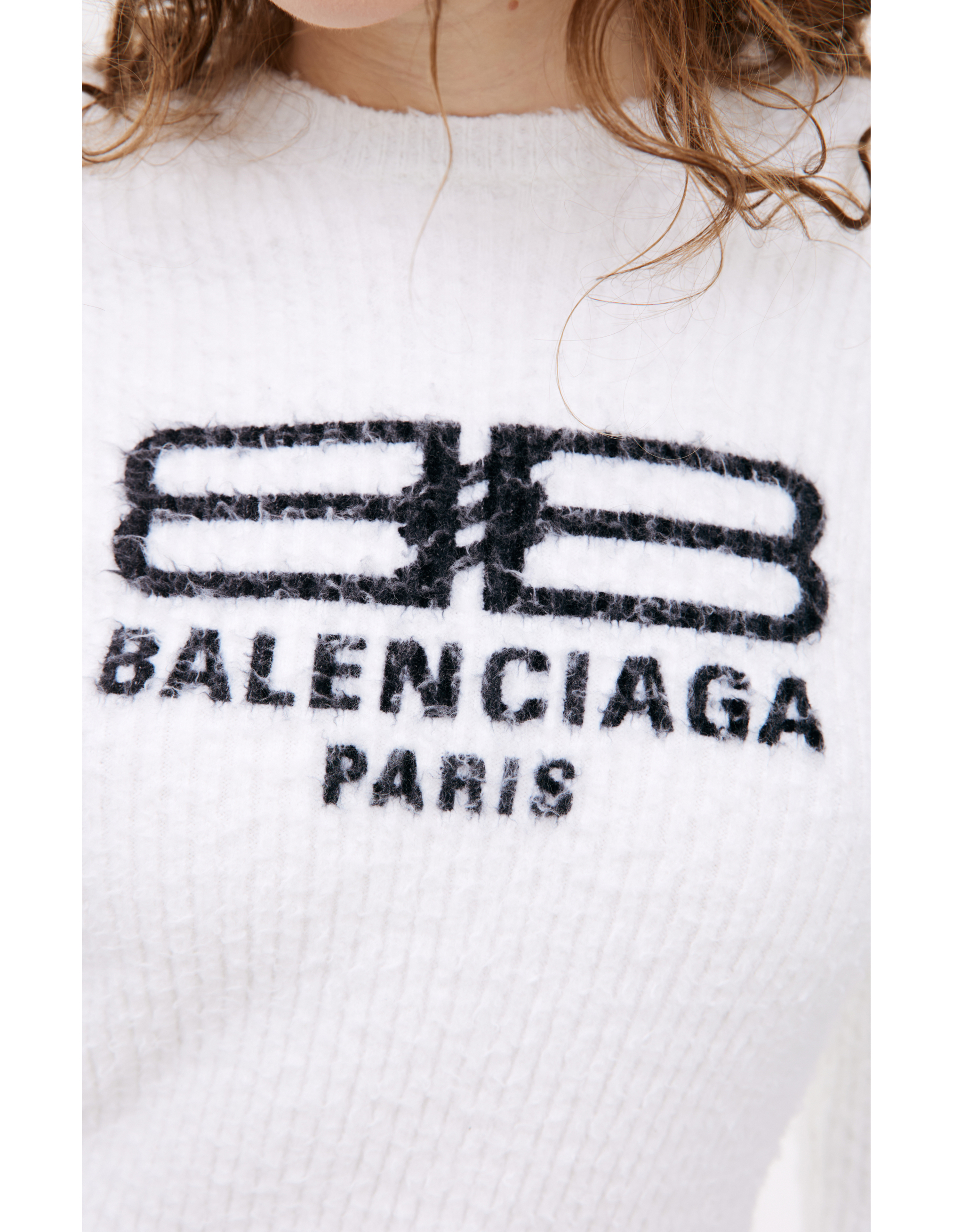 Shop Balenciaga White Logo Sweater