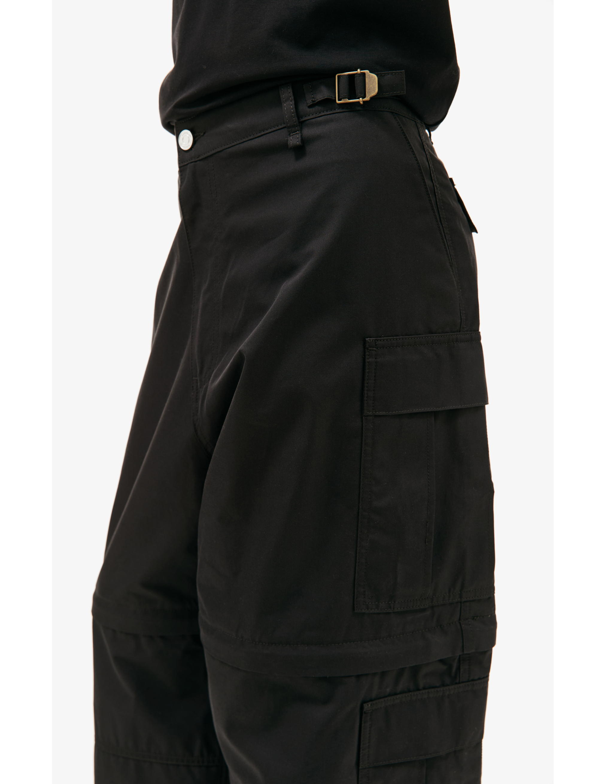 Shop Vtmnts Black Detachable Leg Cargo Trousers