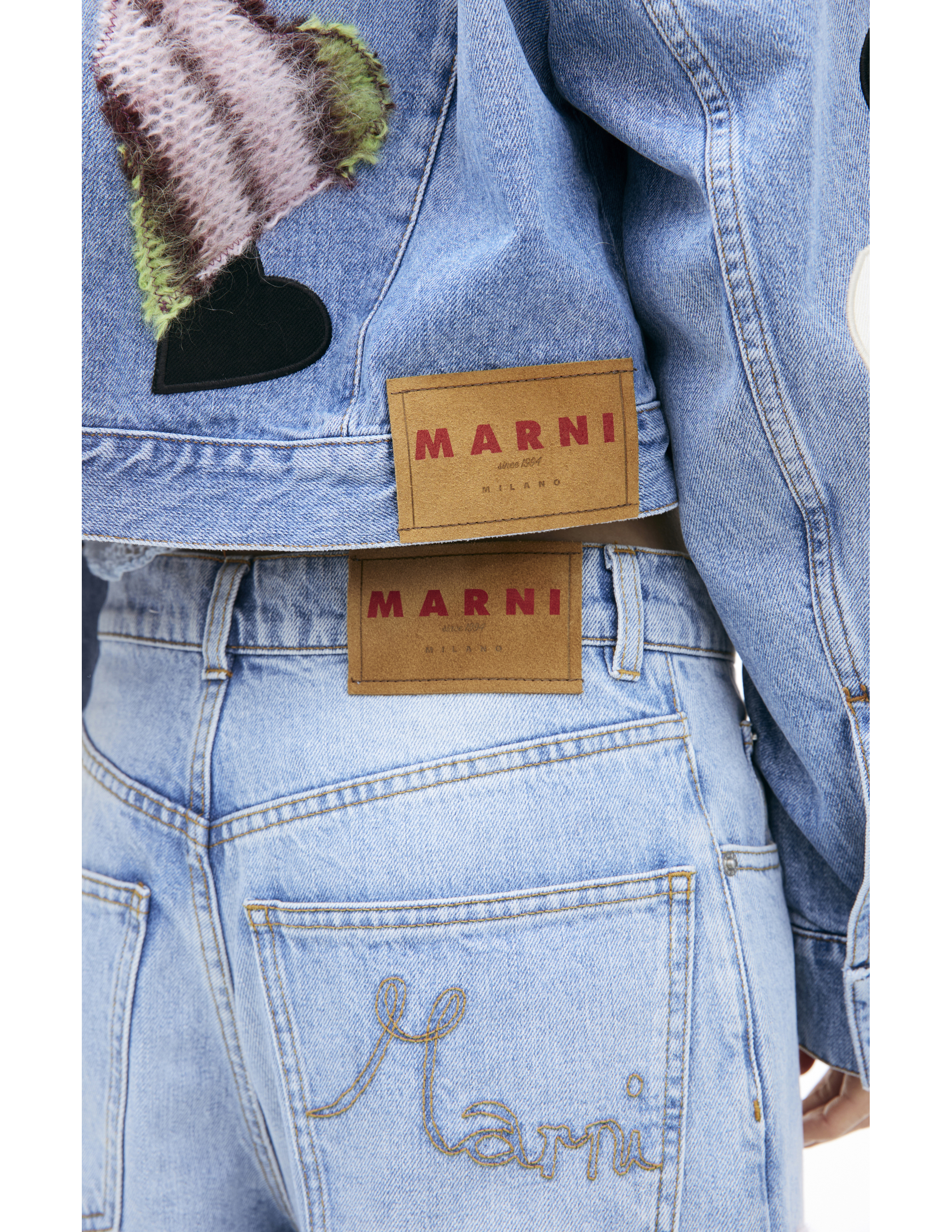 Shop Marni Straight Jeans With Patches In Blue