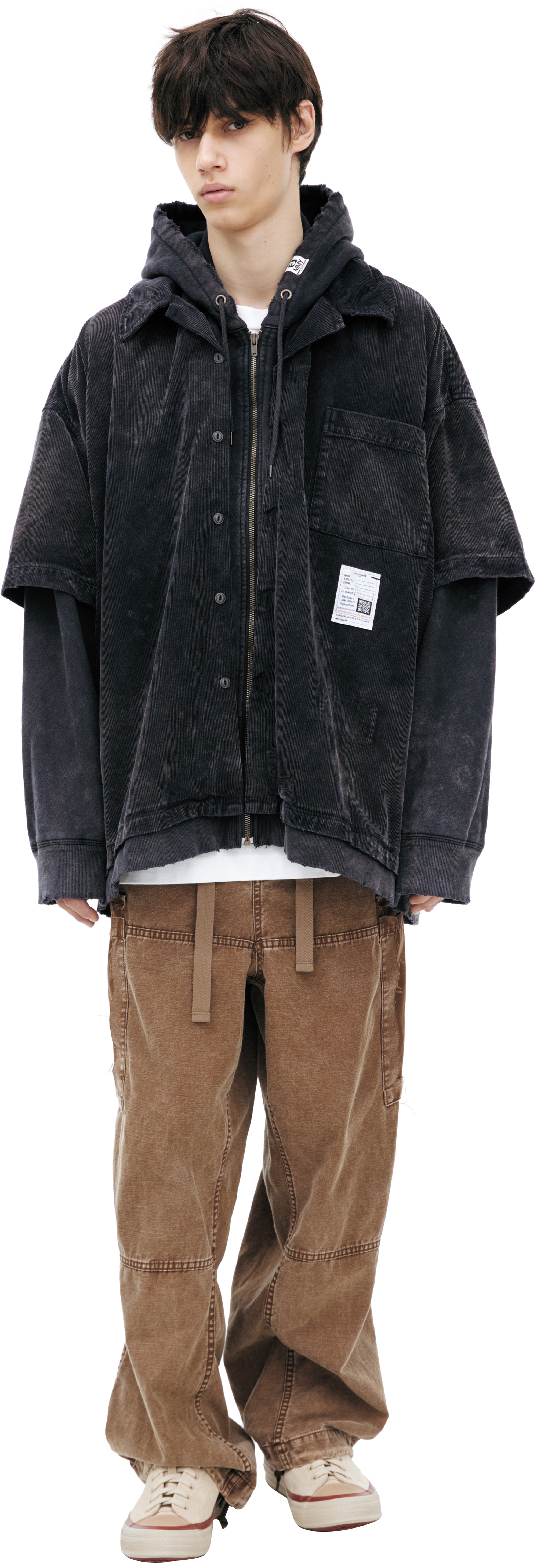ジャケット・アウター MAISON MIHARA YASUHIRO Corduroy Shirts Buy Maison Mihara Yasuhiro men grey zippered corduroy shirt for