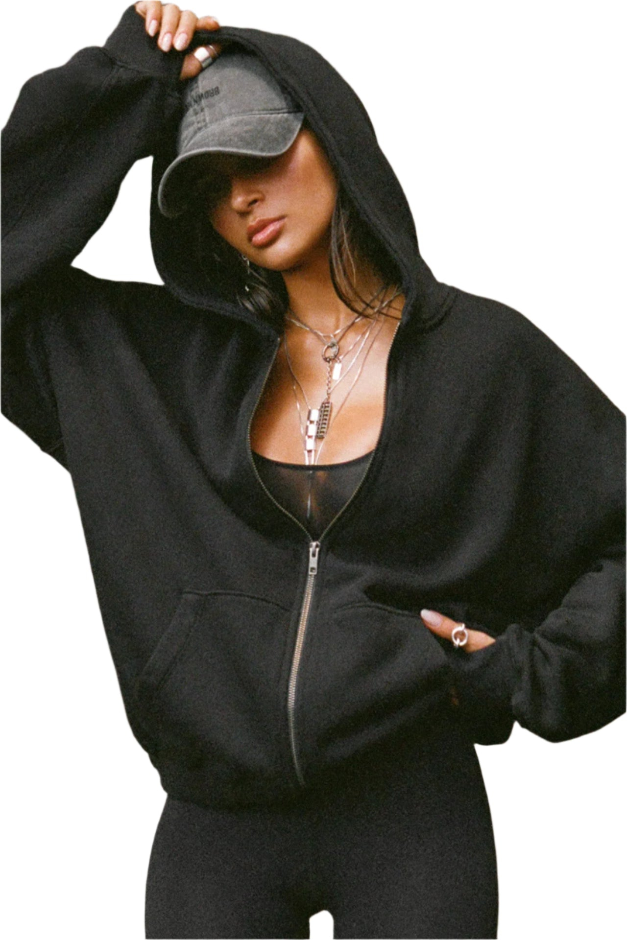 Joah Brown Oversized Zip Hoodie In Neutral