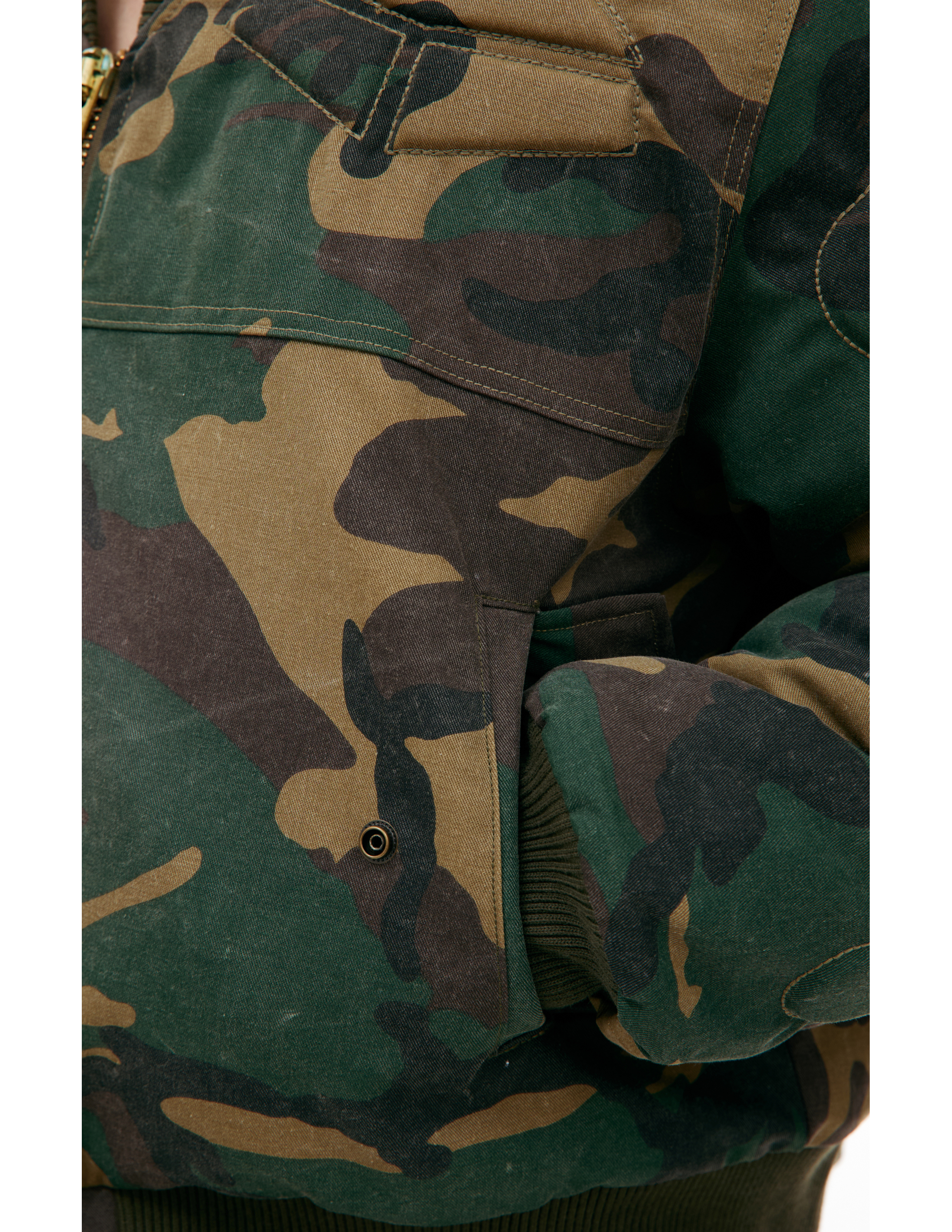 Shop Satoshi Nakamoto Camo Moto Bomber Jacket In Khaki