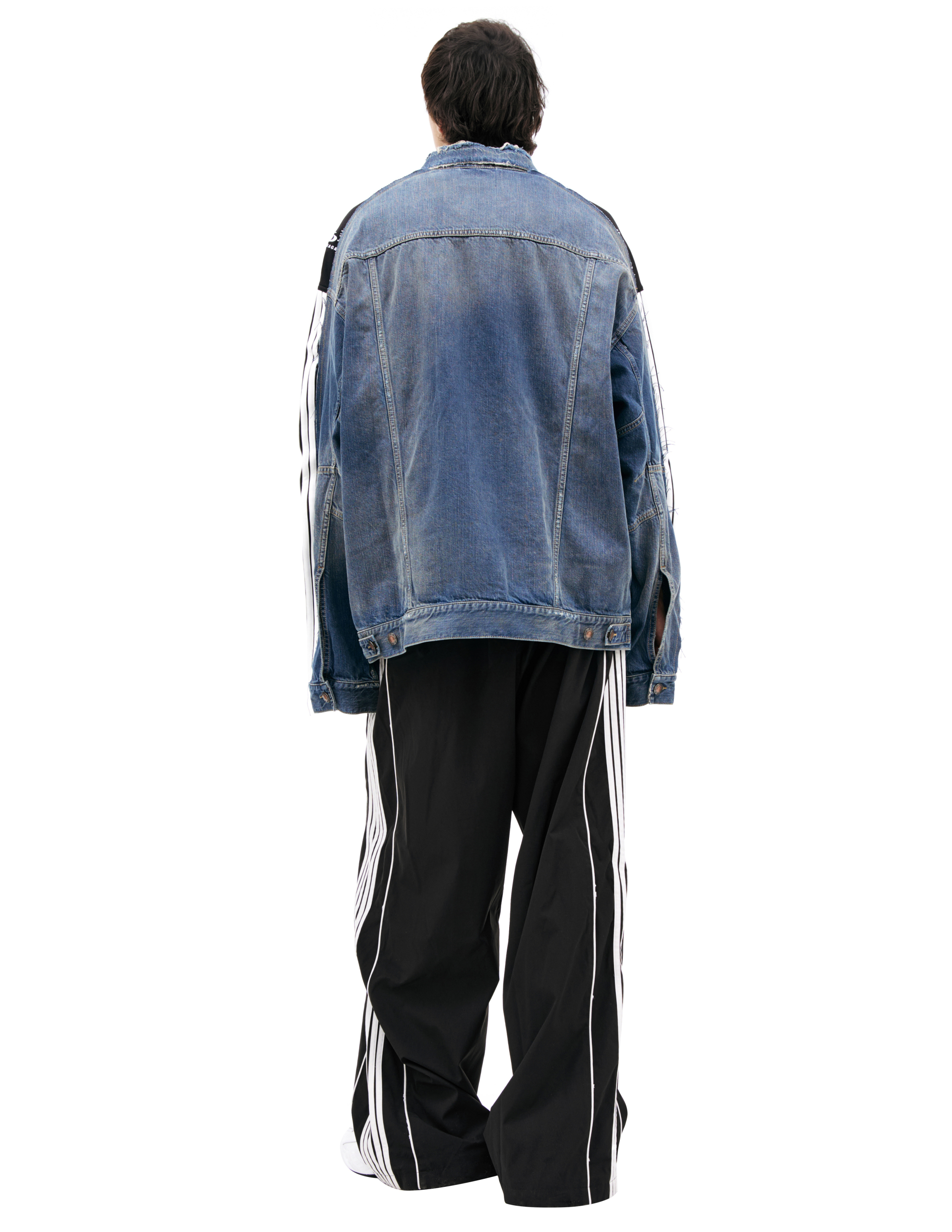 Balenciaga Denim Jacket With Stripes In Gold