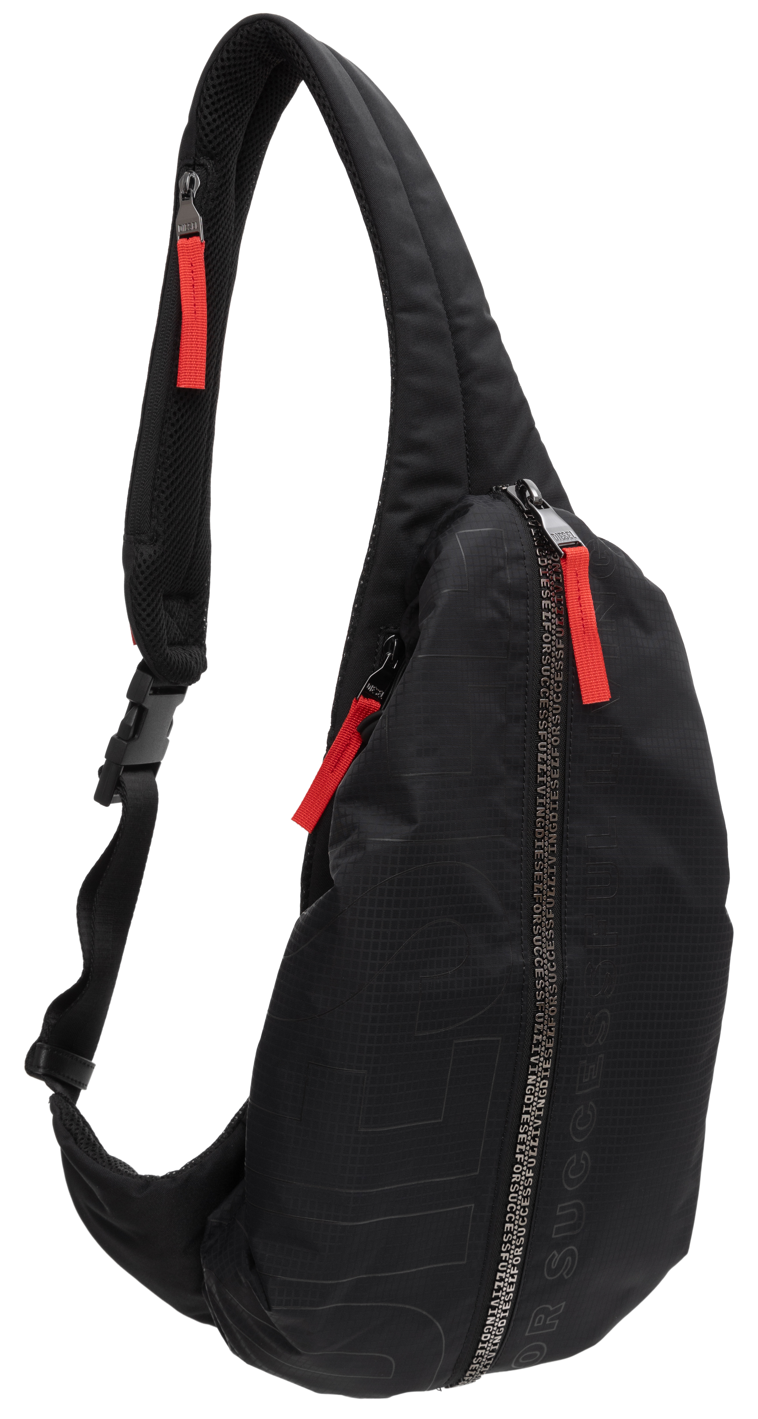 国内発送/送料関税込【DIESEL】 D-Lake Platform Men's Zip-D-Backpack in check-jacquard shell | Black | Diesel