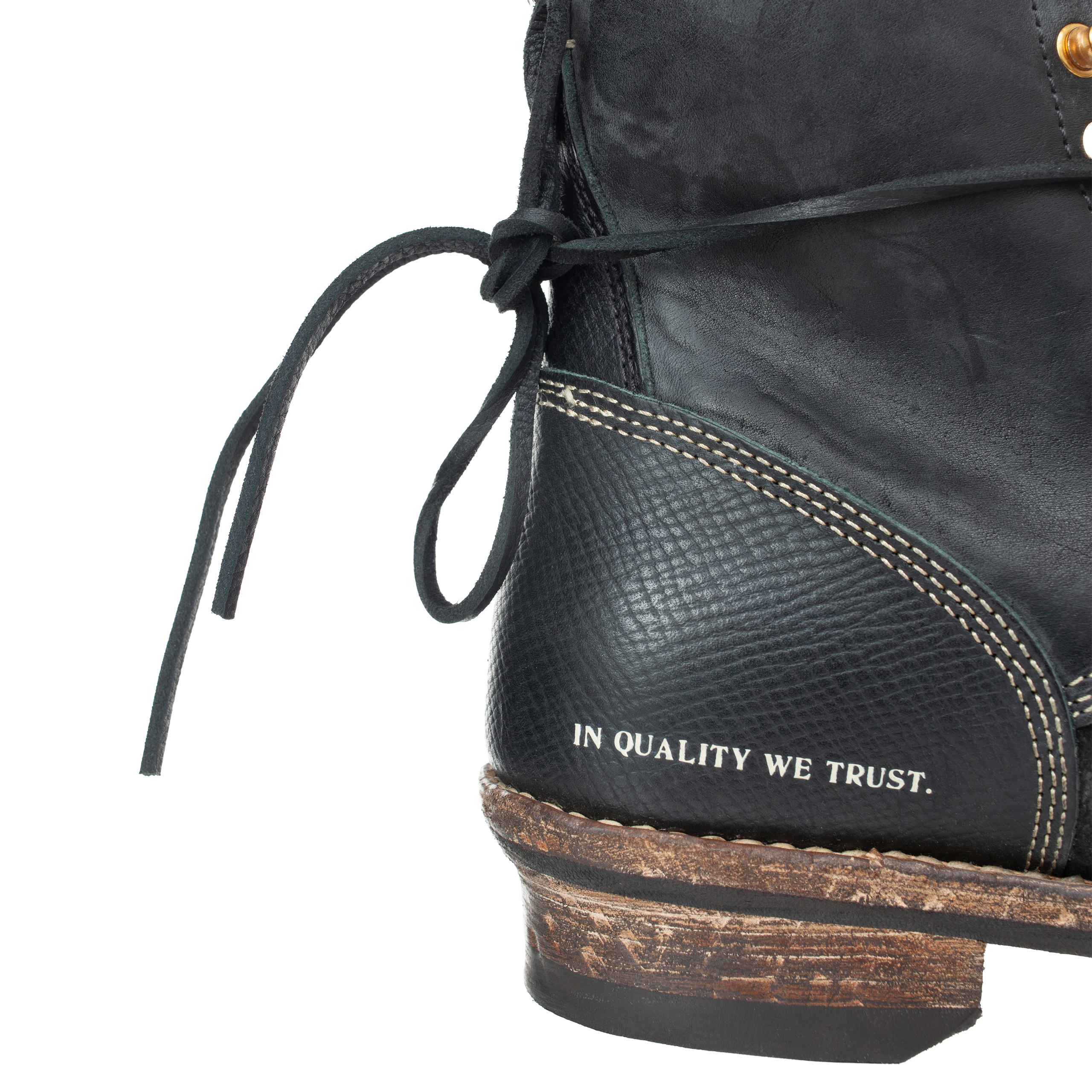 Buy visvim men black poundmaker-folk leather boots for $1,365 