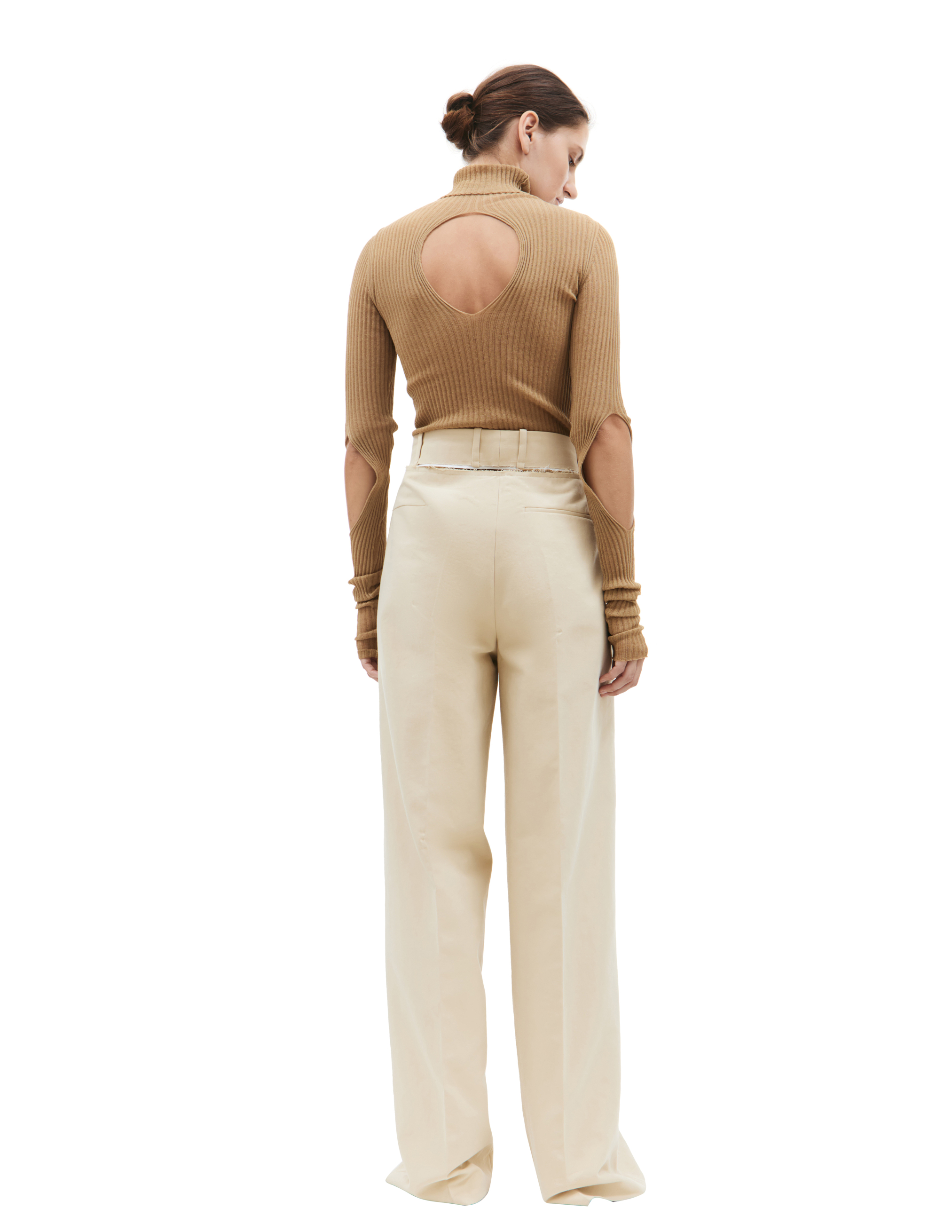 Shop Quira Wide Leg Trousers In Beige