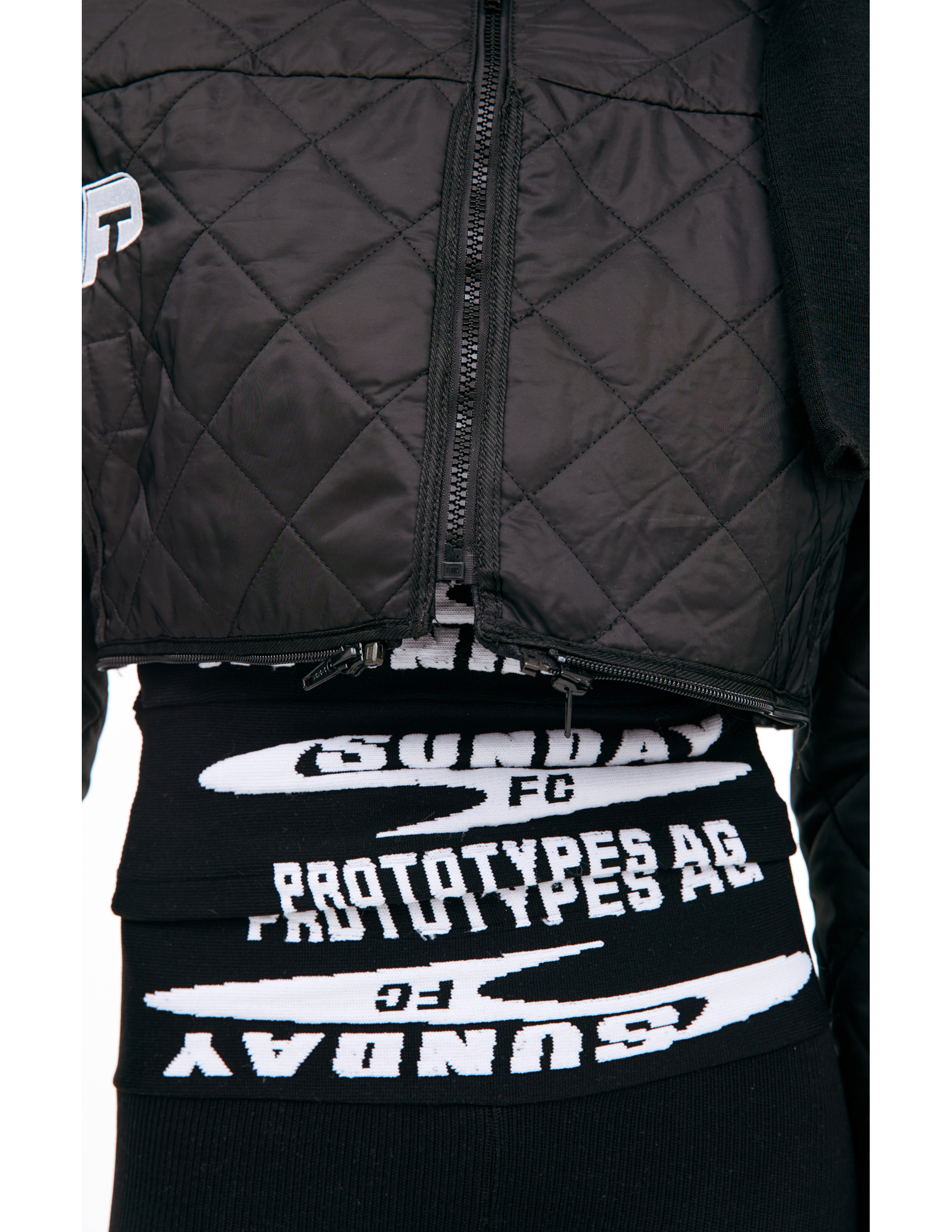 Prototypes Jacket With A Sewn-in Scarf In Black