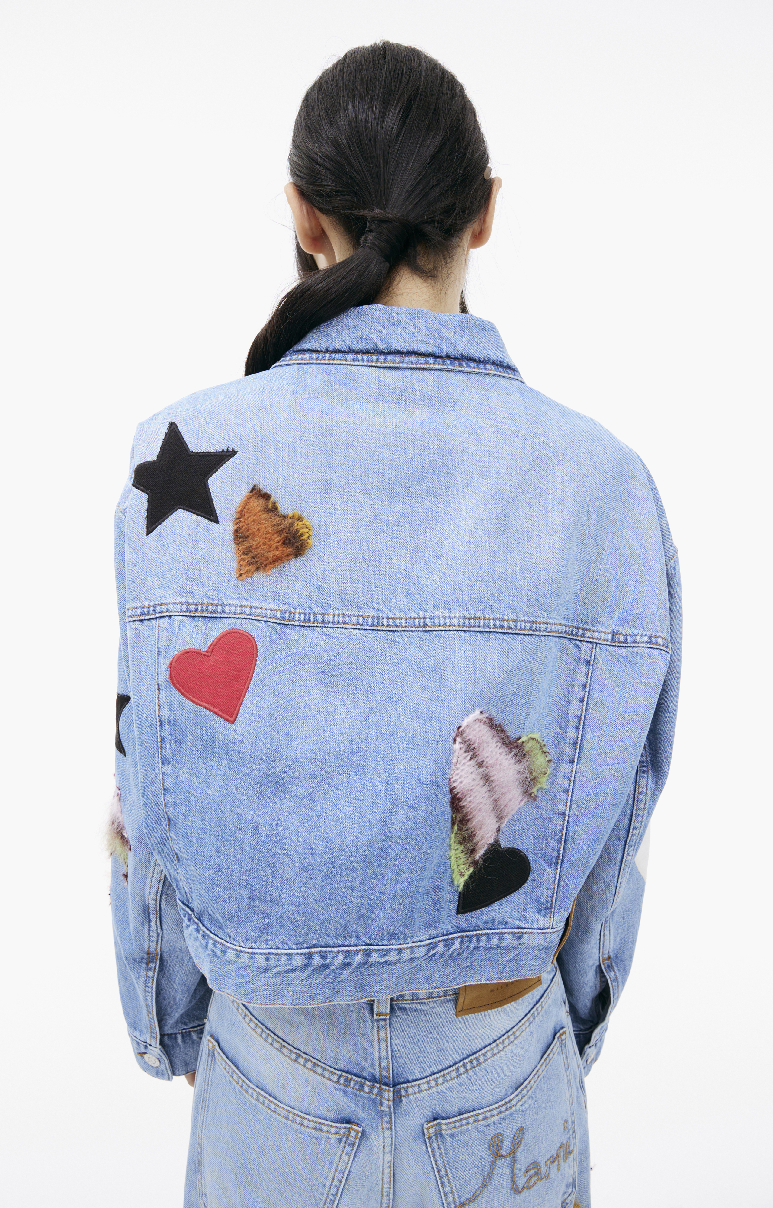 Buy Marni women blue denim jacket with patches for $848