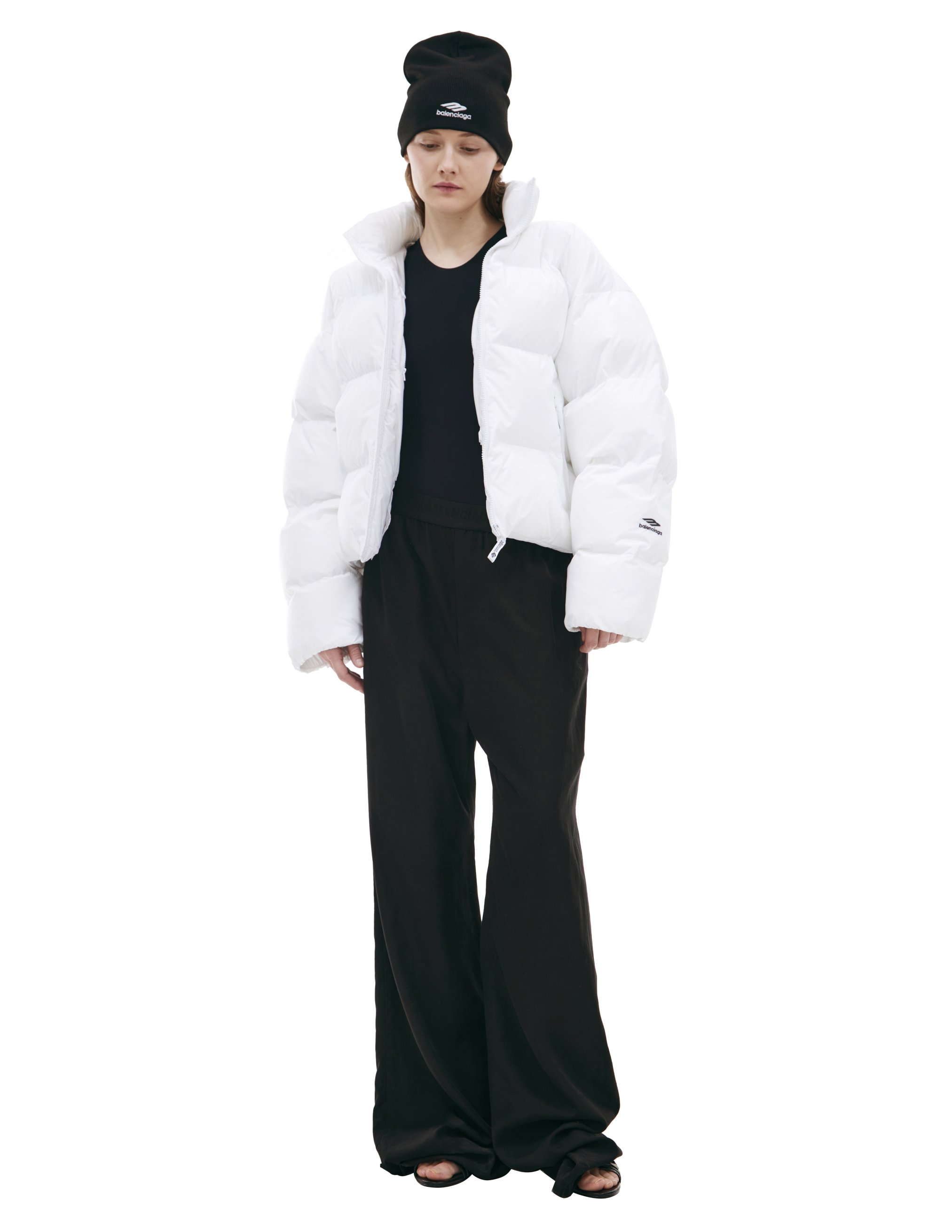 Balenciaga White Logo Down Jacket In Multi