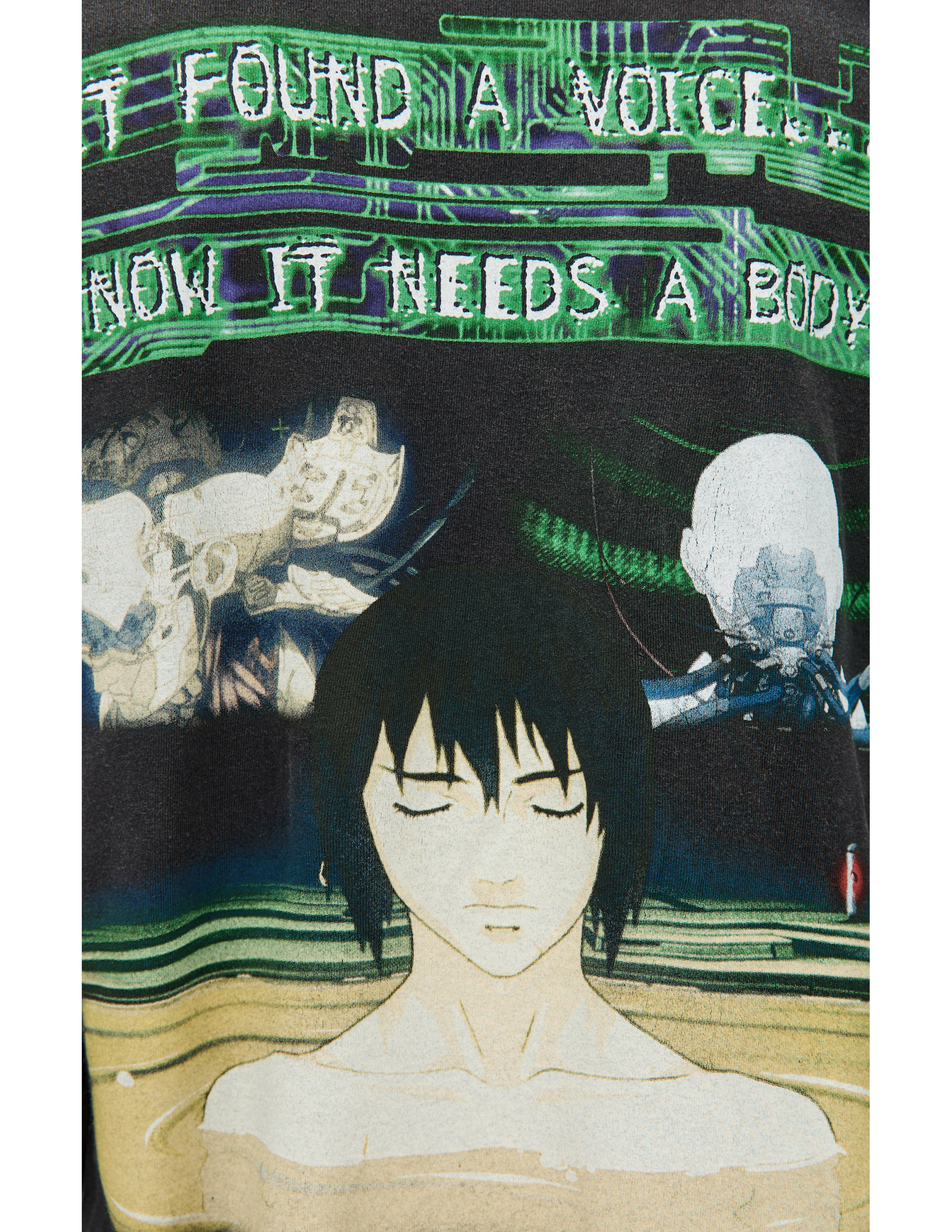 Saint Mxxxxxx X Ghost In The Shell Printed Cotton Top In Grey