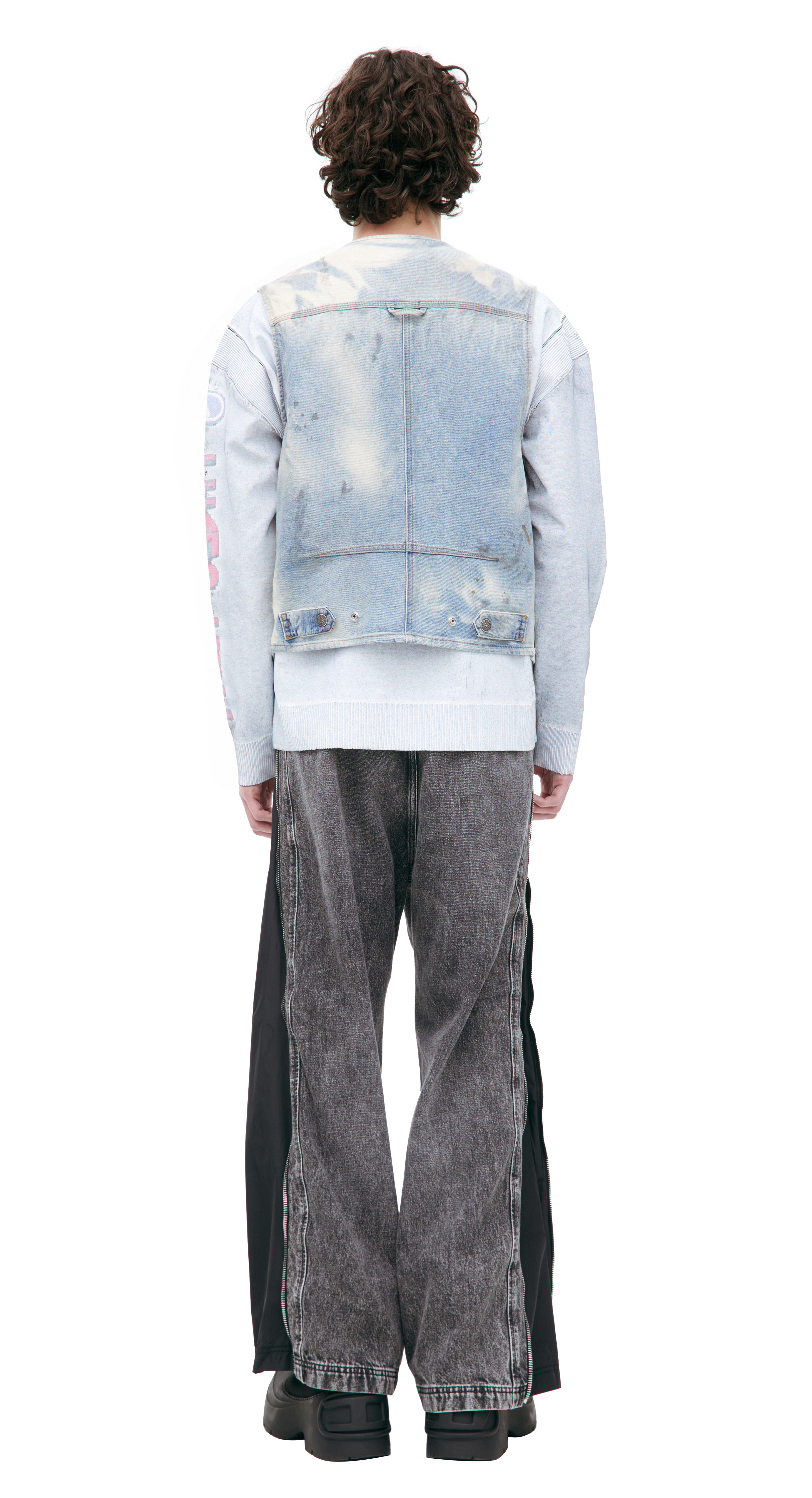 Buy Diesel men blue denim vest with patch pockets for $248