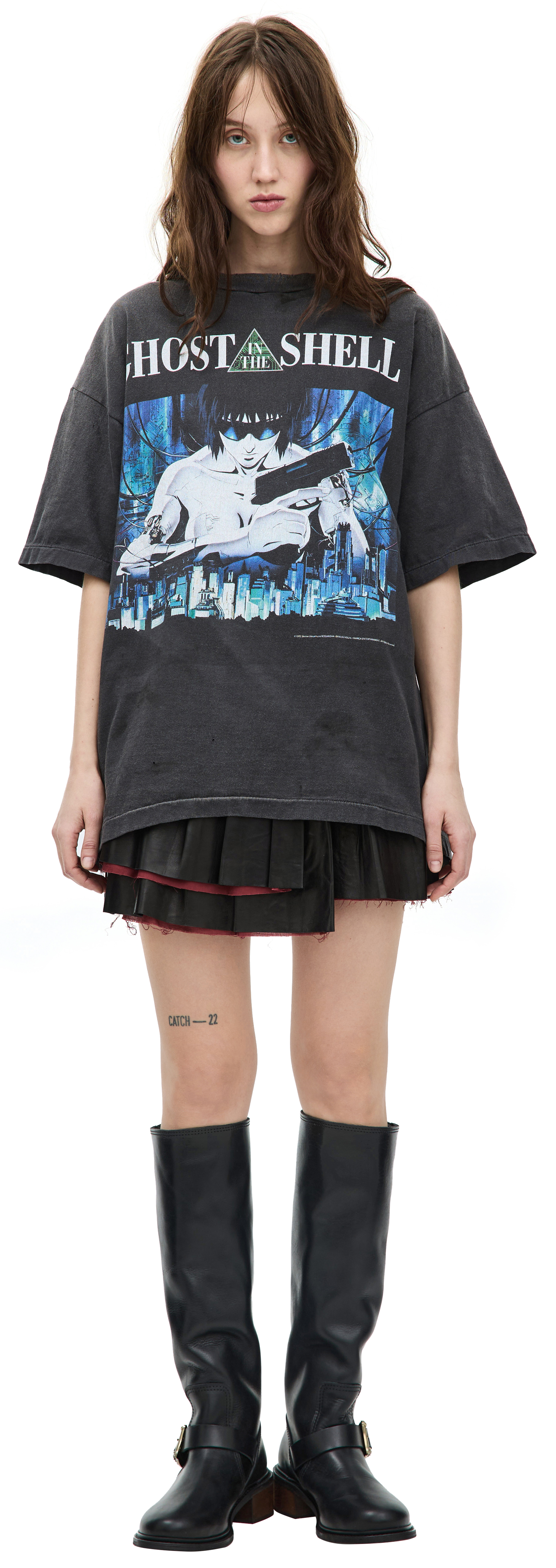 Buy Saint Mxxxxxx women grey x ghost in the shell t-shirt for $400