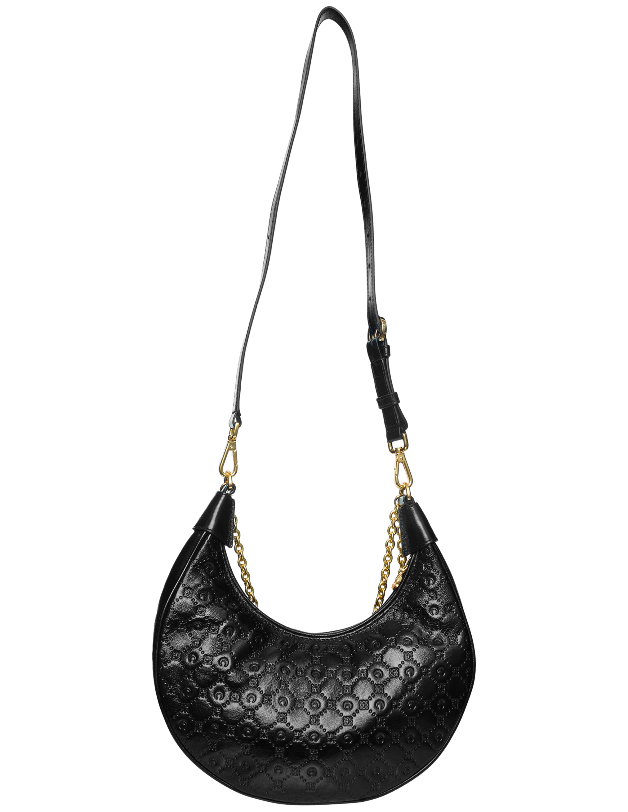 Marine Serre Leather Bag With Chain In Black