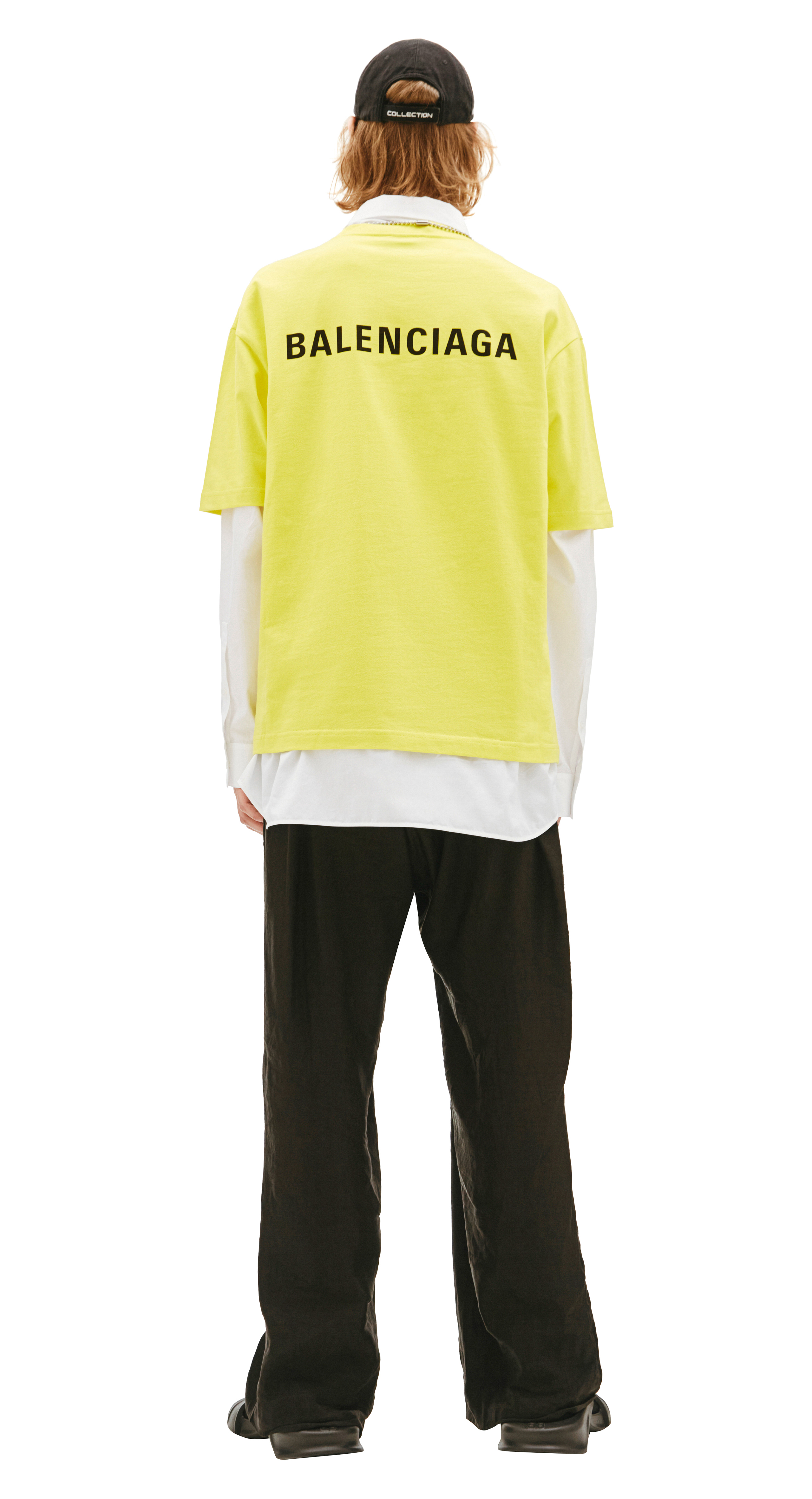 Buy Balenciaga men yellow logo t-shirt 