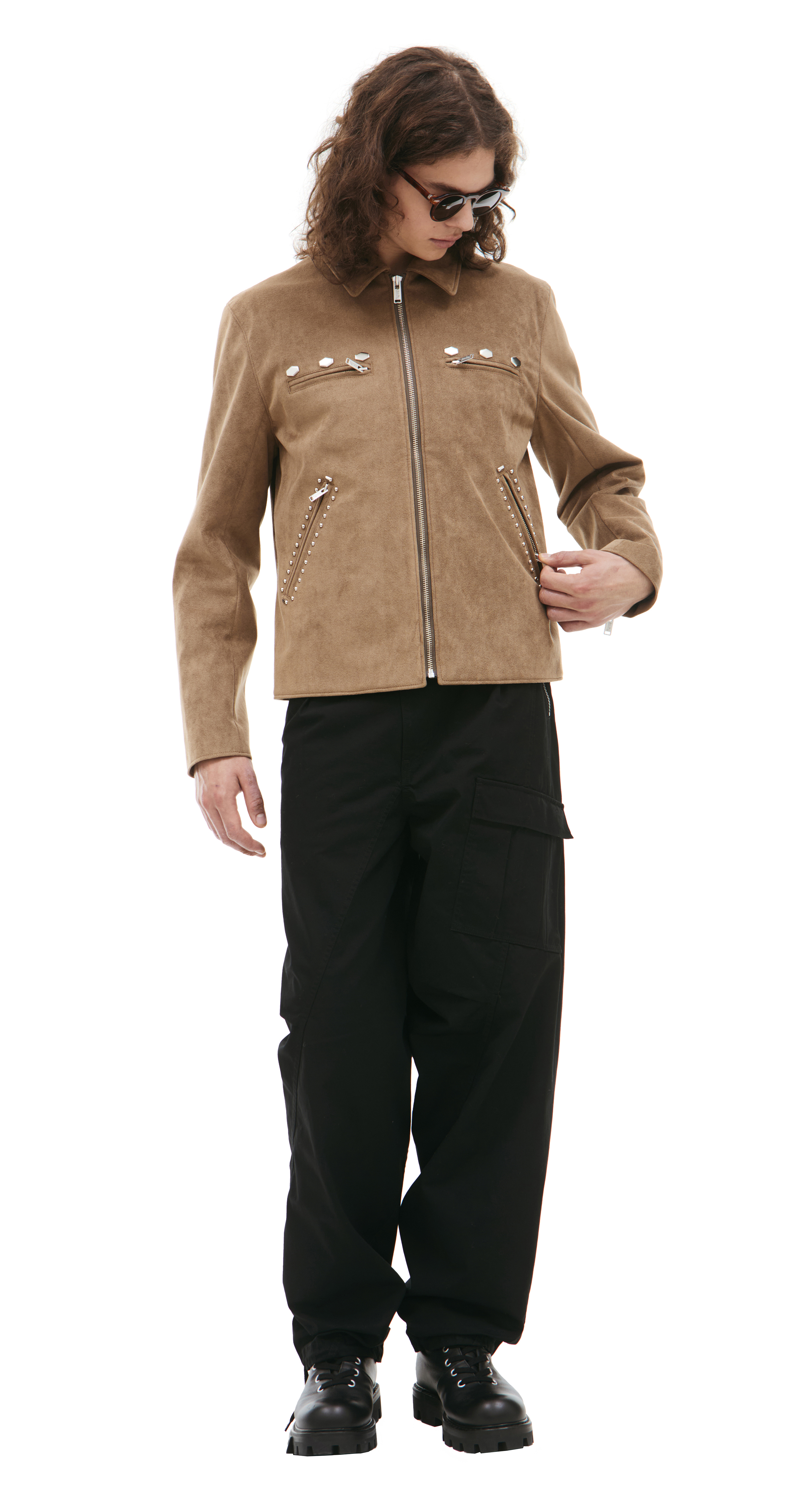 Buy Undercover men brown riveted jacket for $990 online on