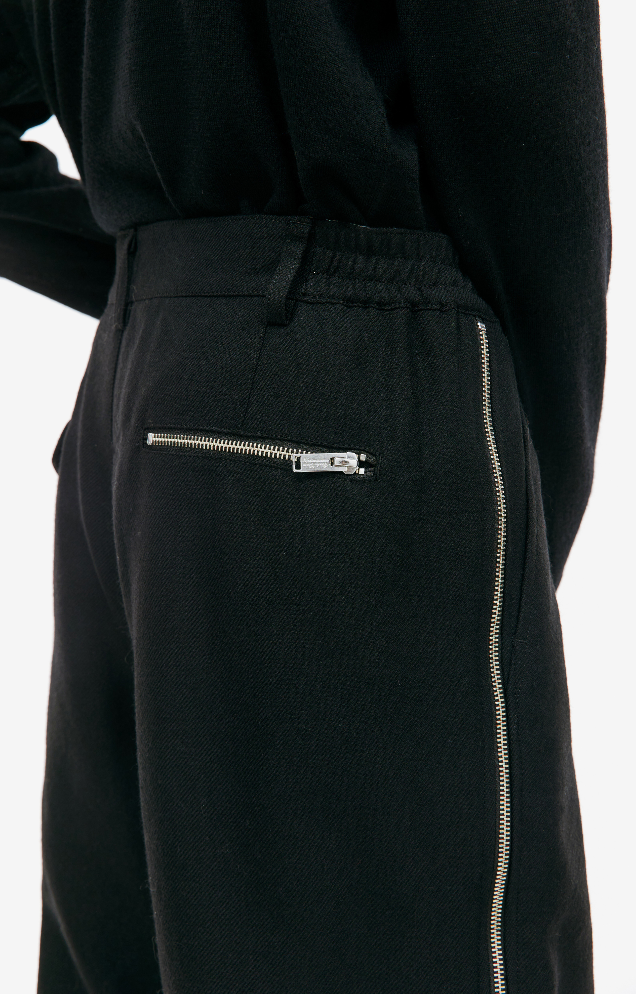 Wool zip trousers