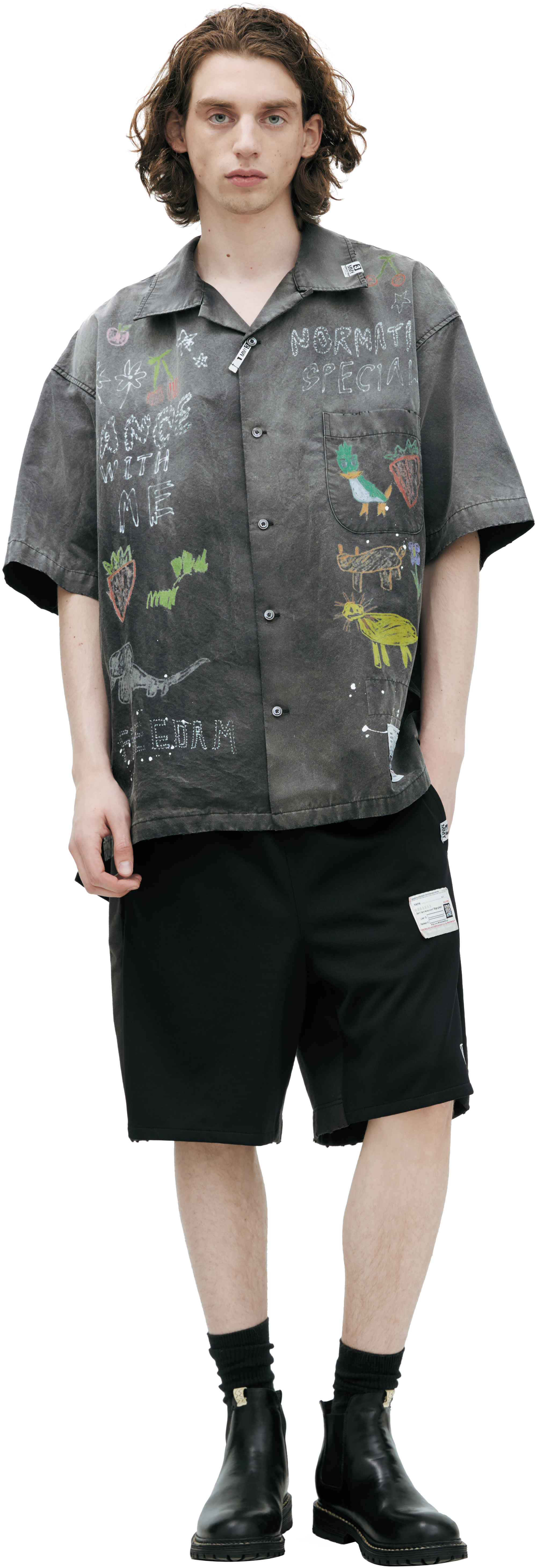 Macさん専用Maison Mihara Yasuhiro 転写シャツ Buy Maison Mihara Yasuhiro men black monoprint shirt for $910