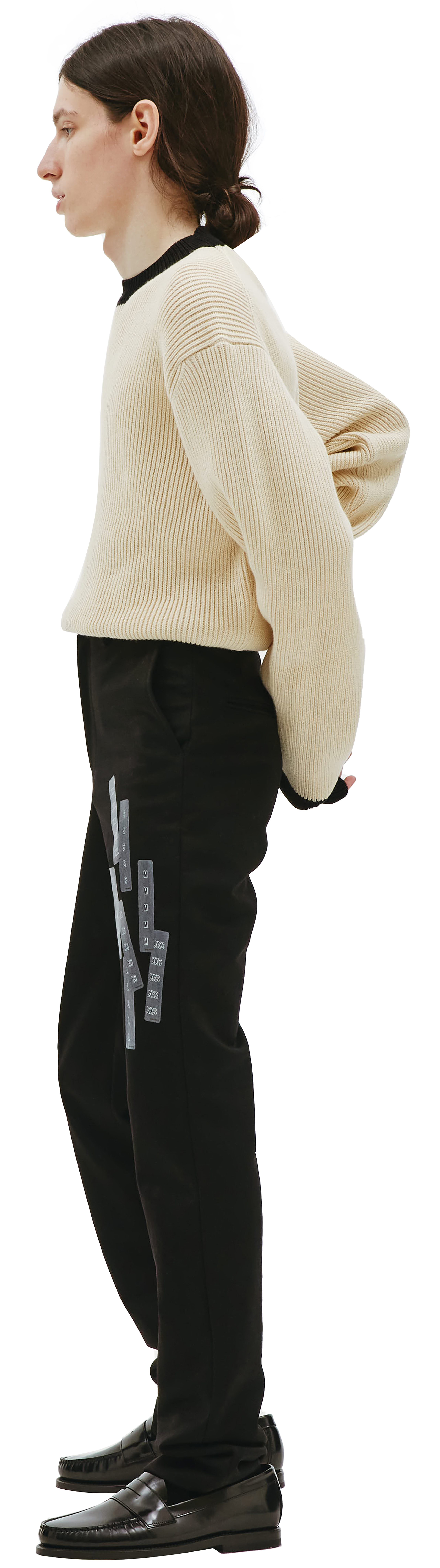 Buy Doublet men black stretching onesize trousers for $295