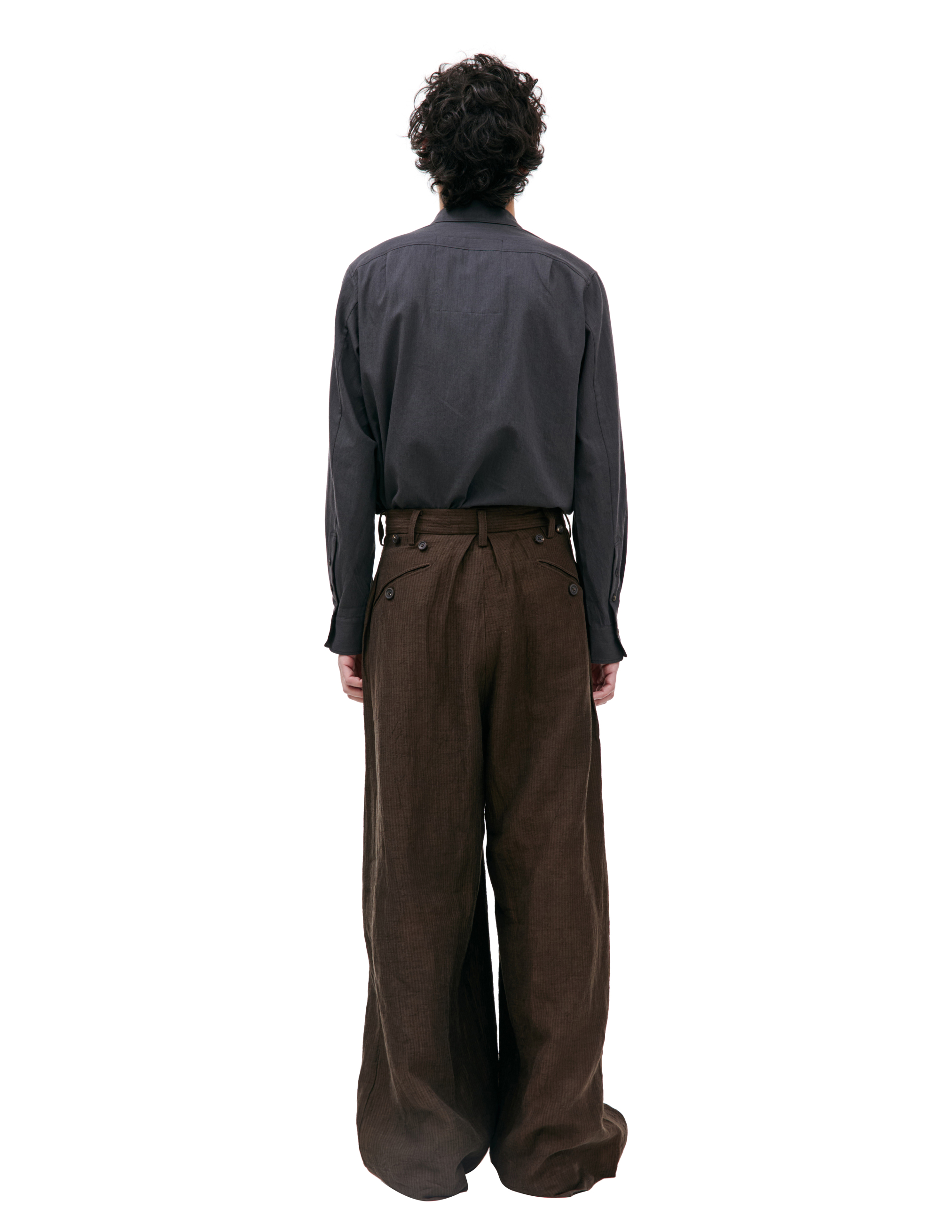Shop Ziggy Chen Wide Leg Pleated Trousers In Brown