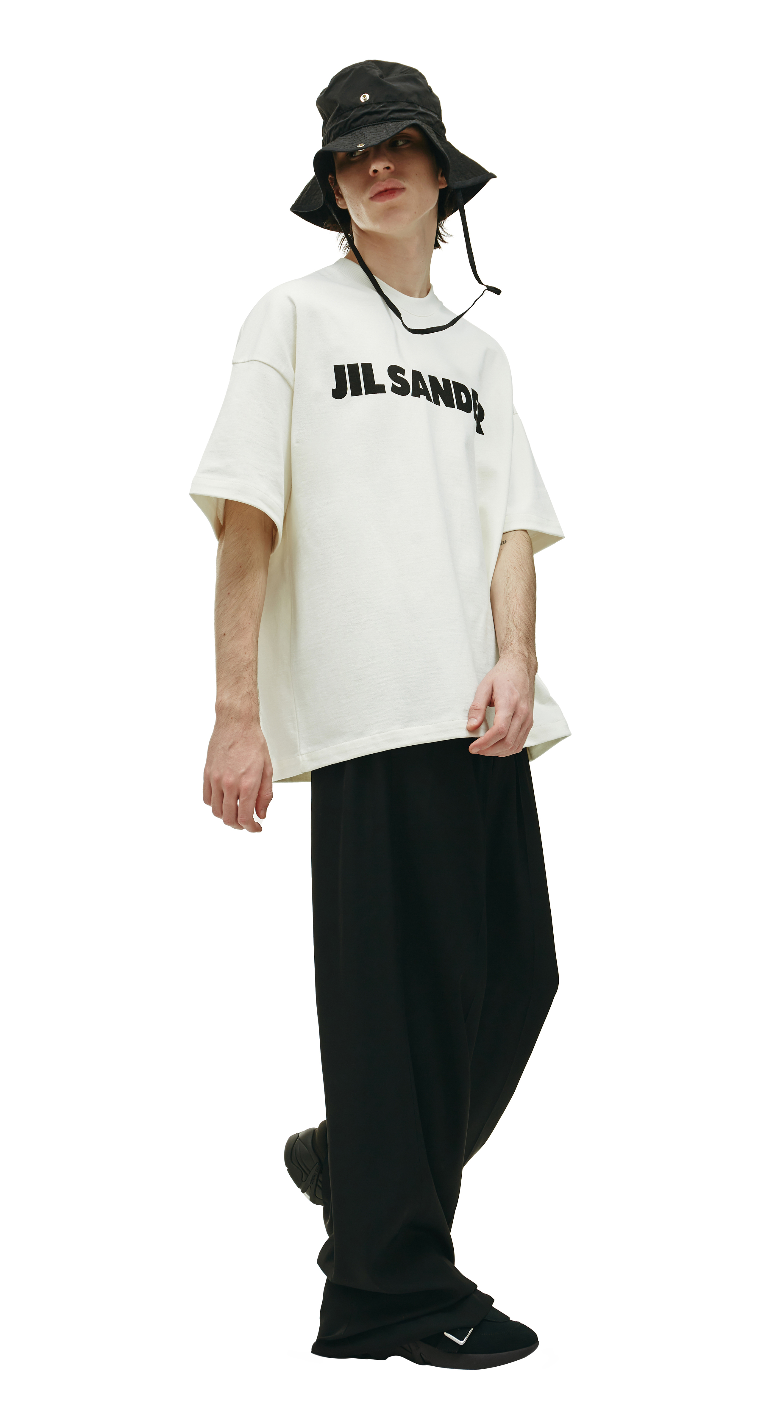 Buy Jil Sander men white logo oversized t-shirt for $380 online on 