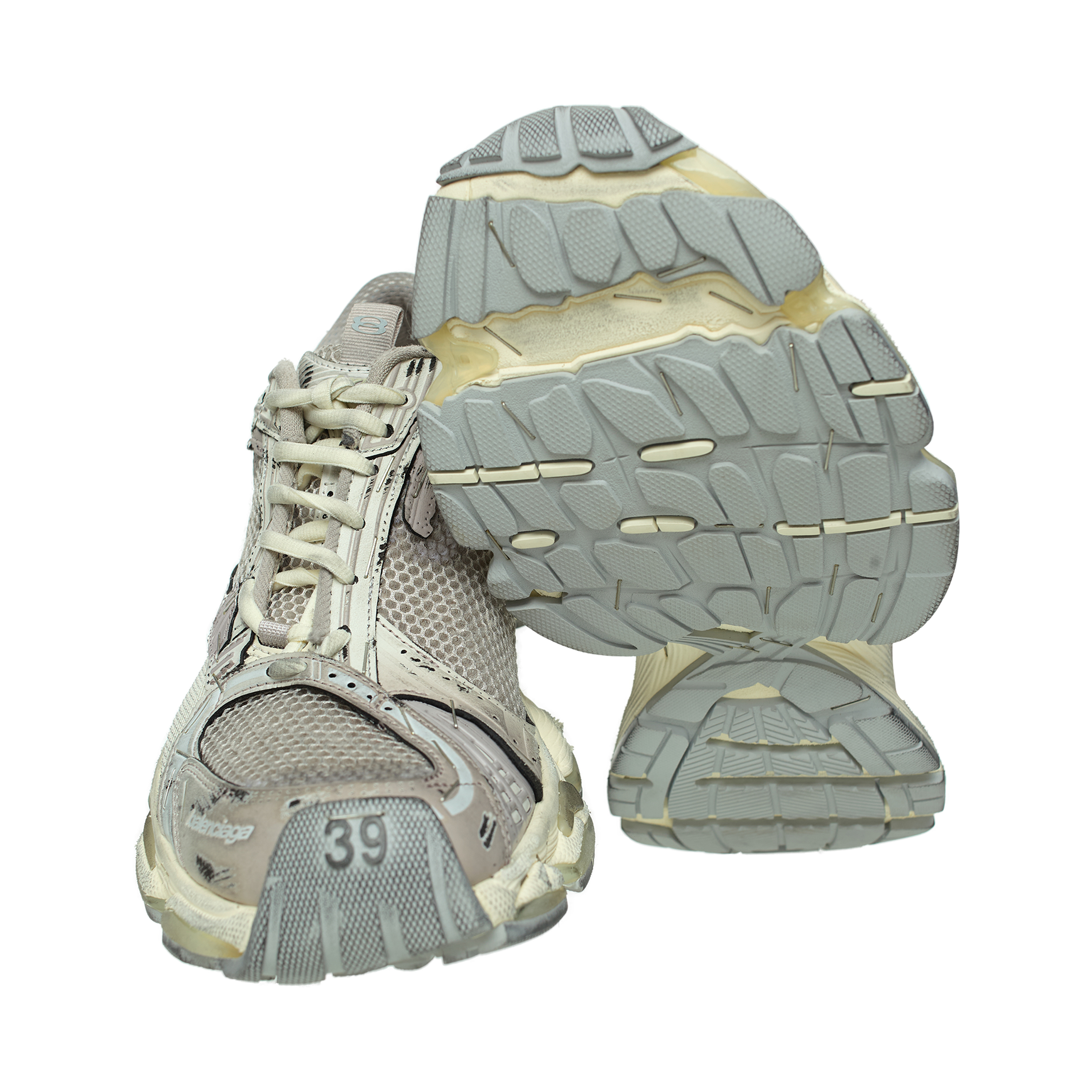 Buy Balenciaga women grey stapler asymmetrical sneakers for
