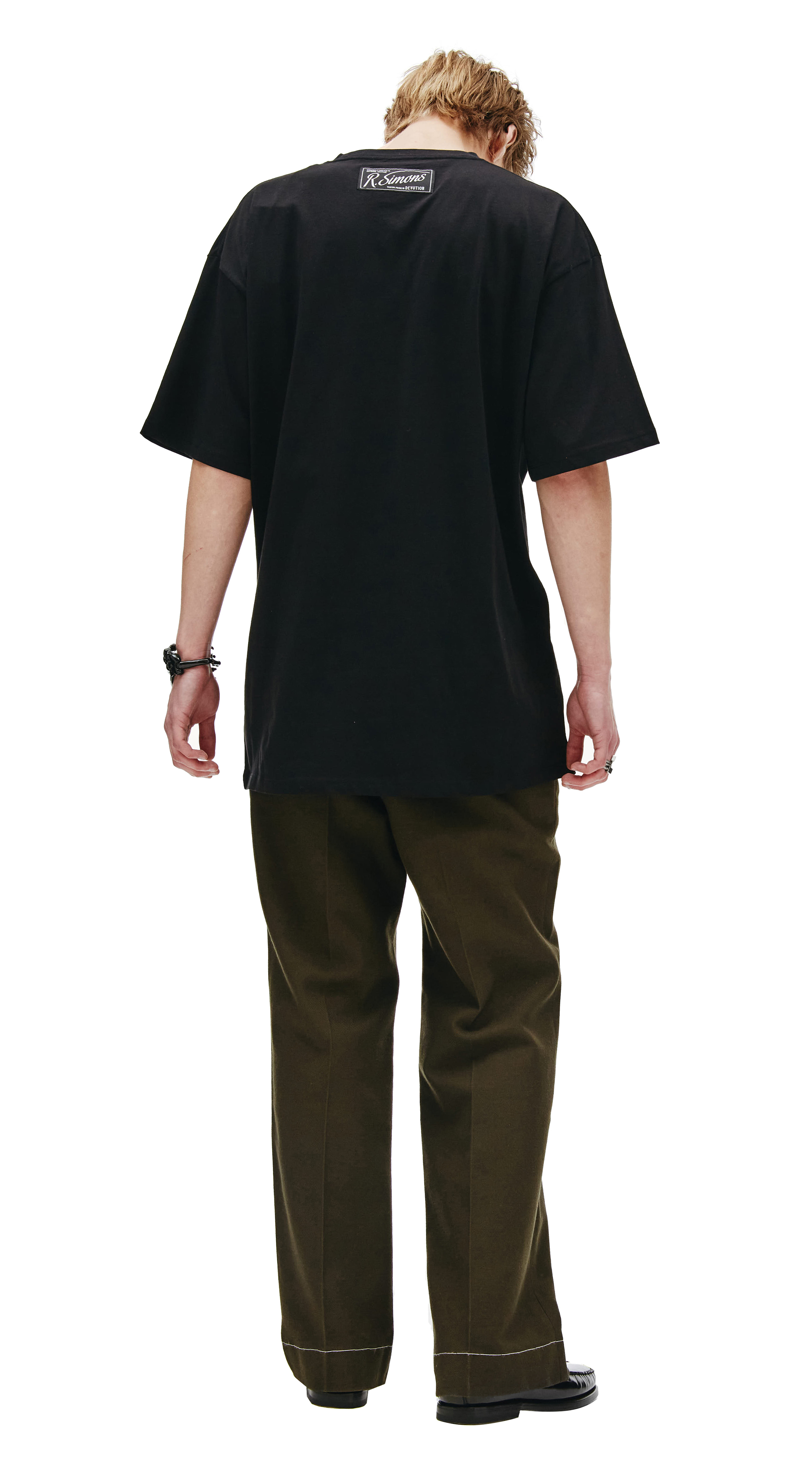 Buy Raf Simons men black oversized t-shirt with printed pocket for