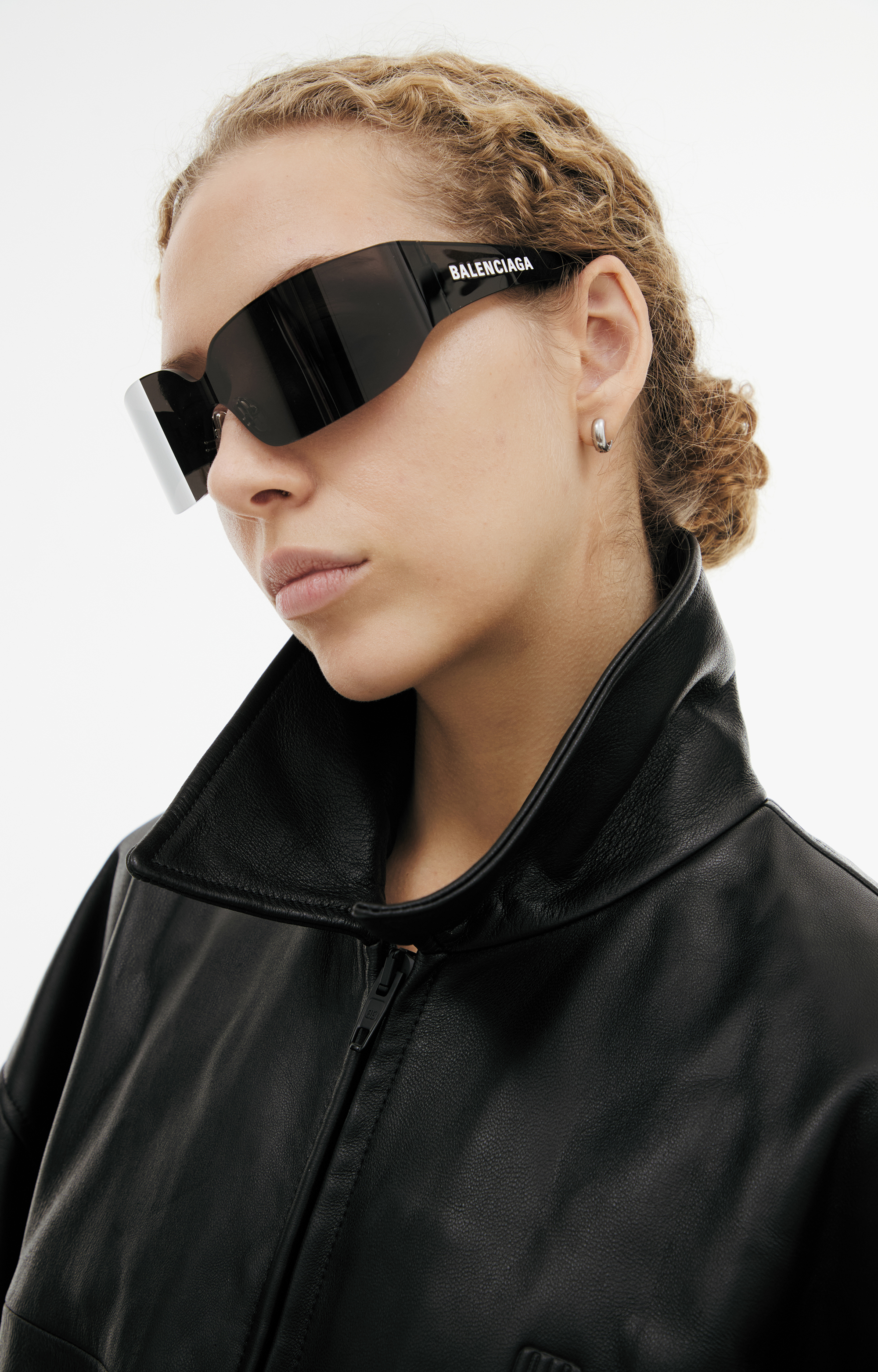 Buy Balenciaga women black leather jacket for $4,465 online on