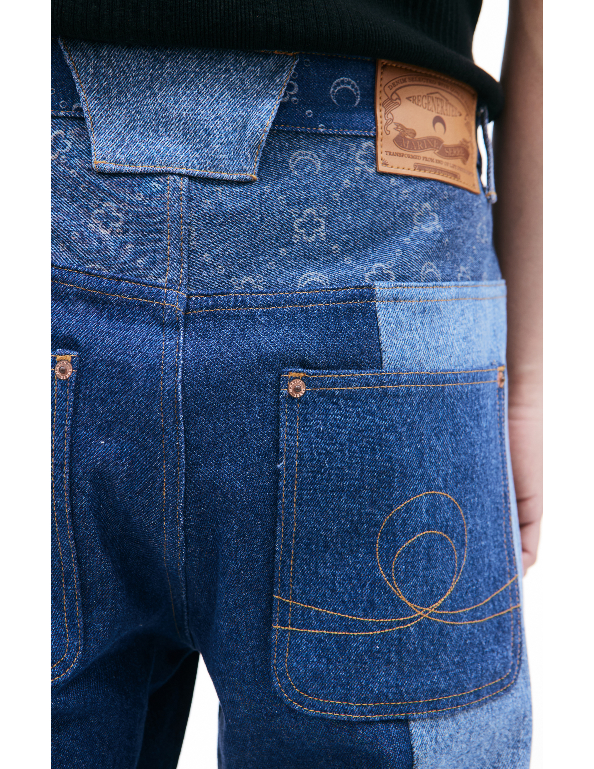 Shop Marine Serre Moonogram Printed Jeans In Blue