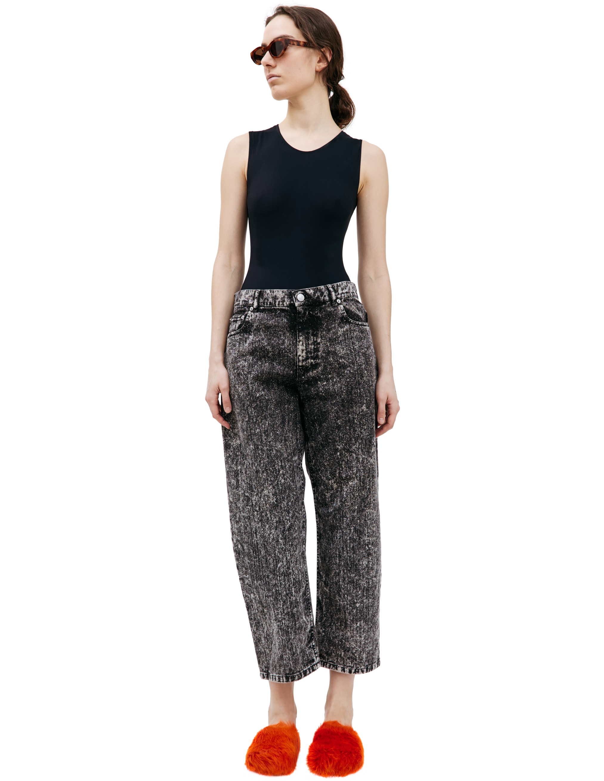Shop Marni Cropped Jeans In Black