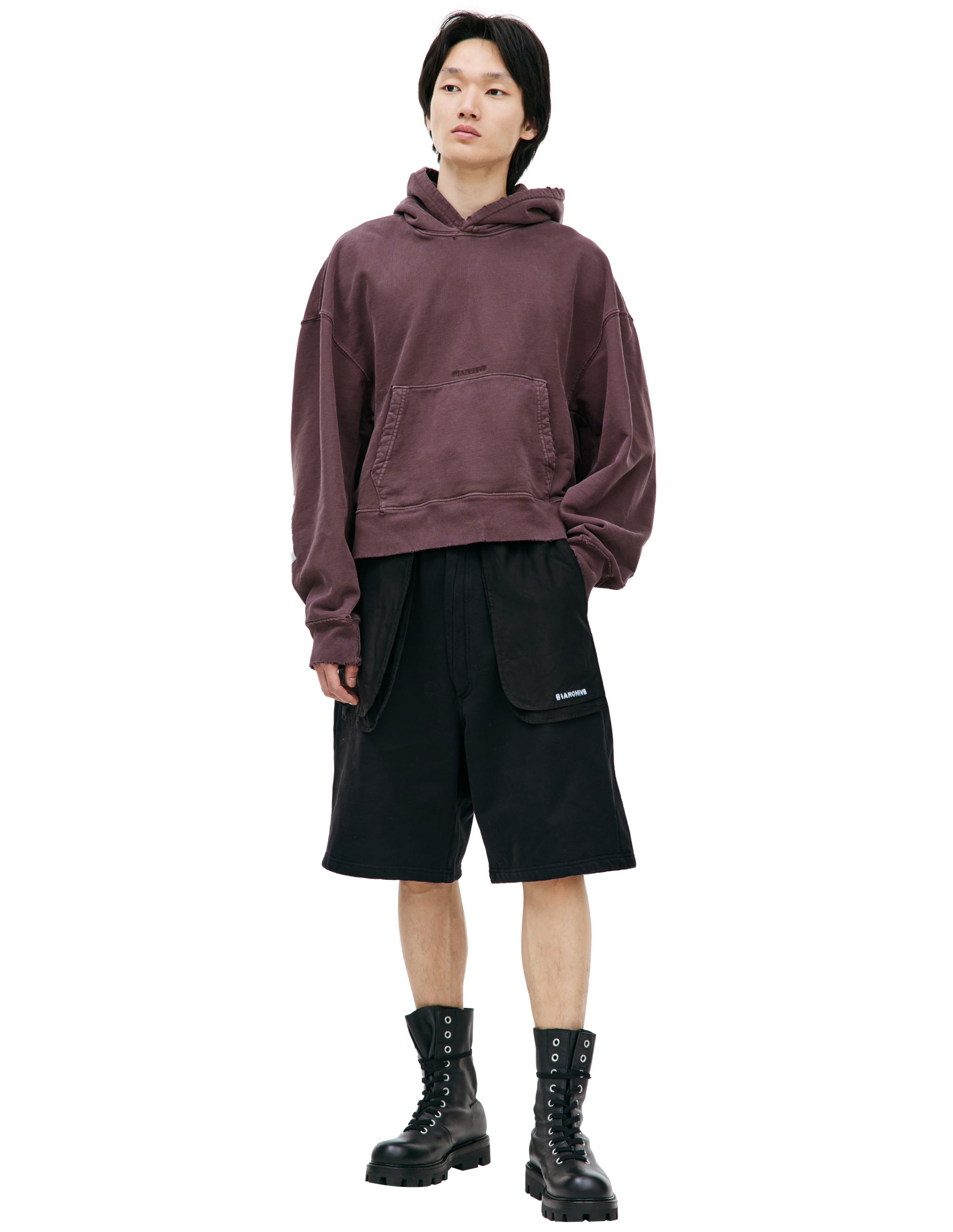 B1archive Cropped Hoodie In Brown