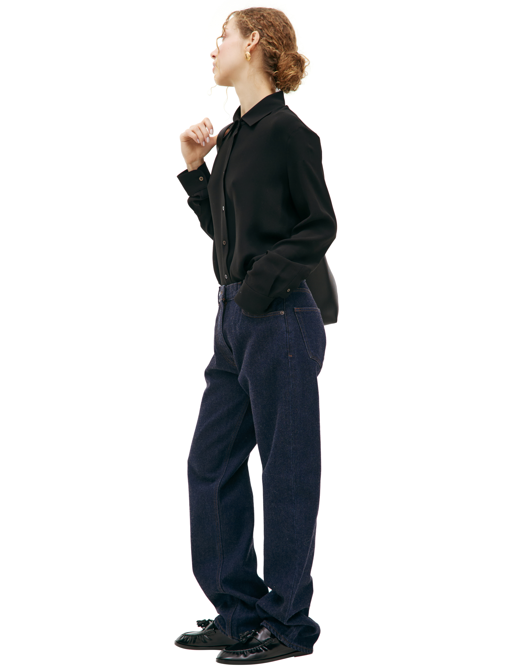 The Row Straight Wool Jeans In Navy Blue