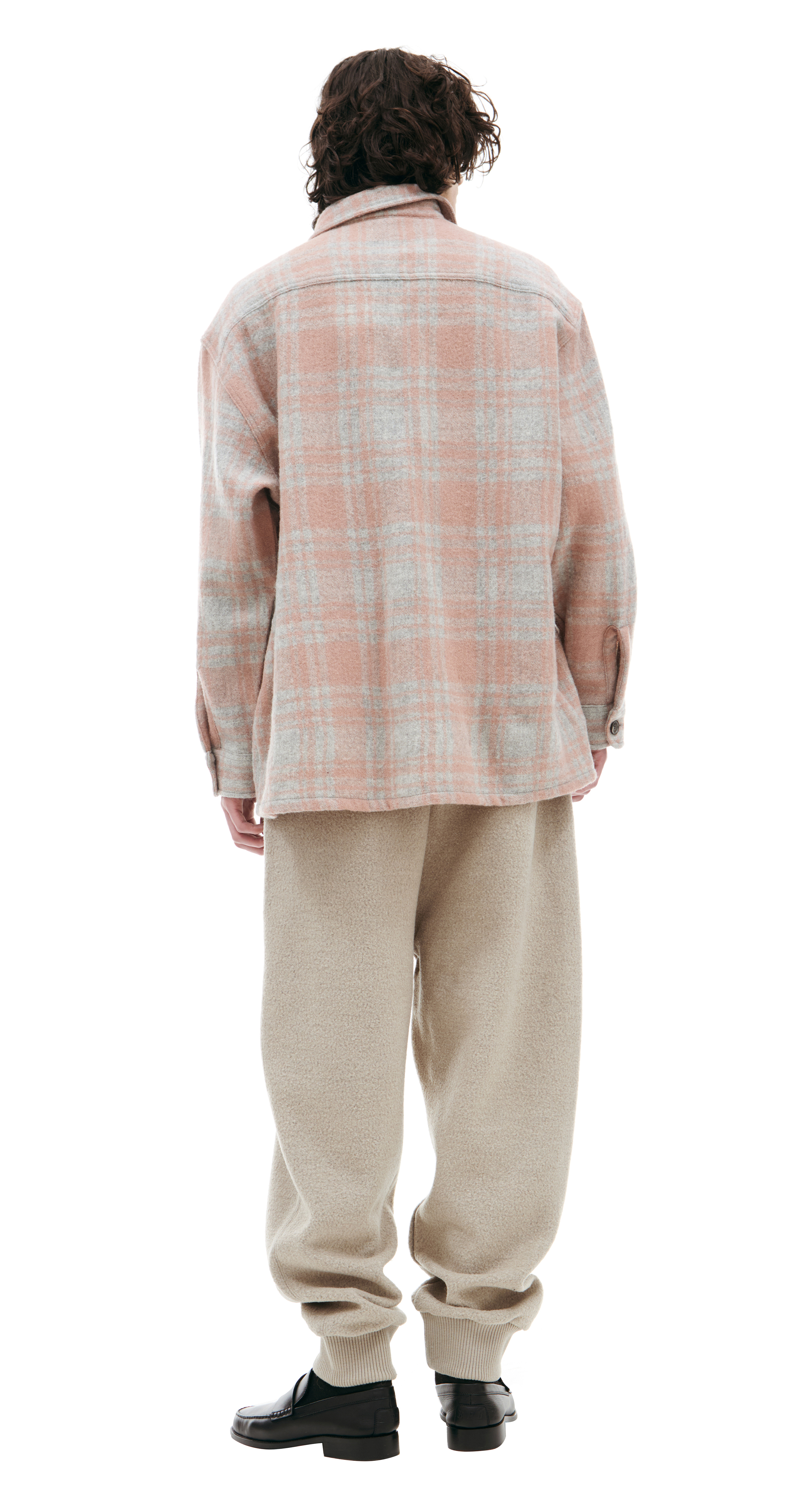 ★★AMI PARIS★★ Oversized Wool Check Shirt Beige UJK226WV0 Buy AMI PARIS men pink plaid flannel shirt for $345 online