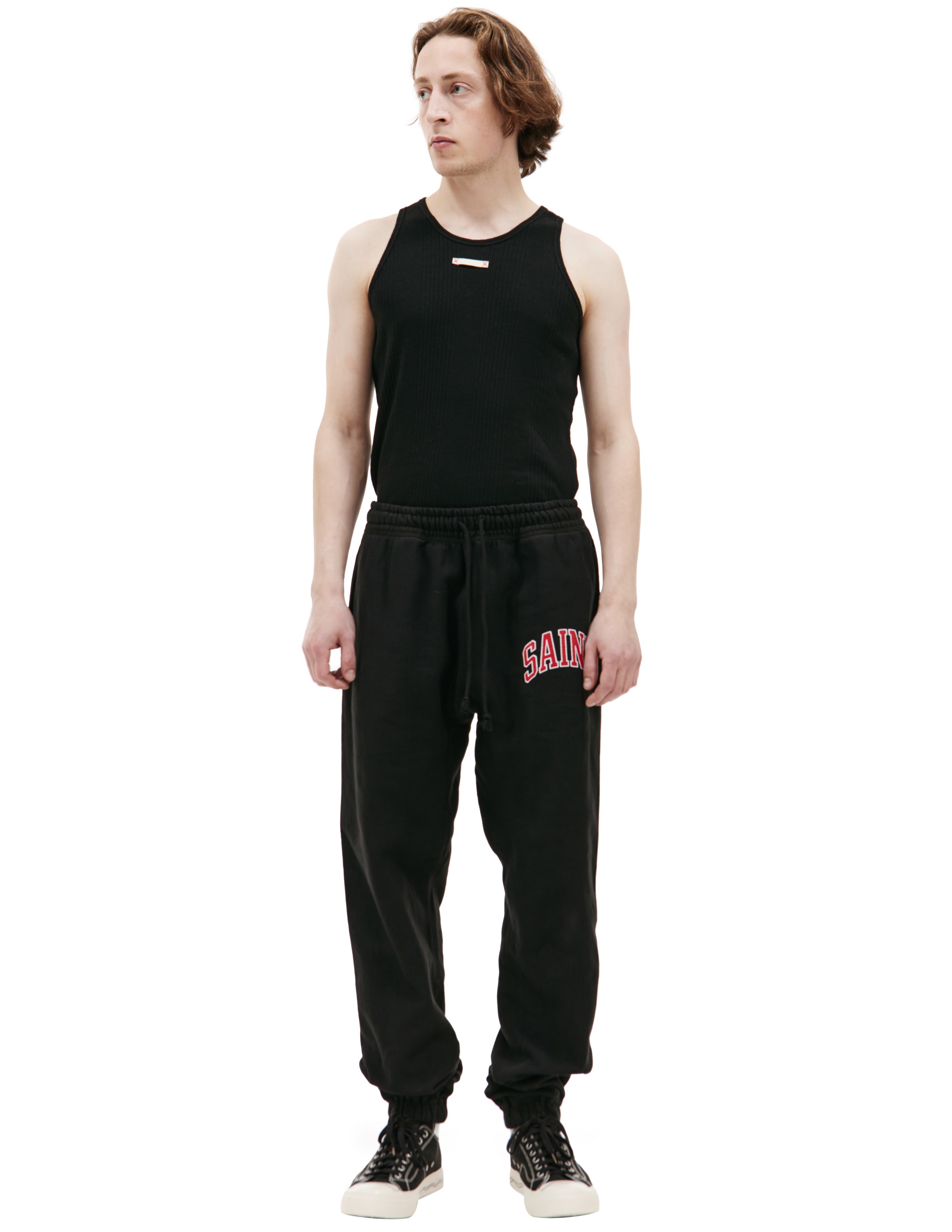 Shop Saint Michael Logo Printed Sweatpants In Black