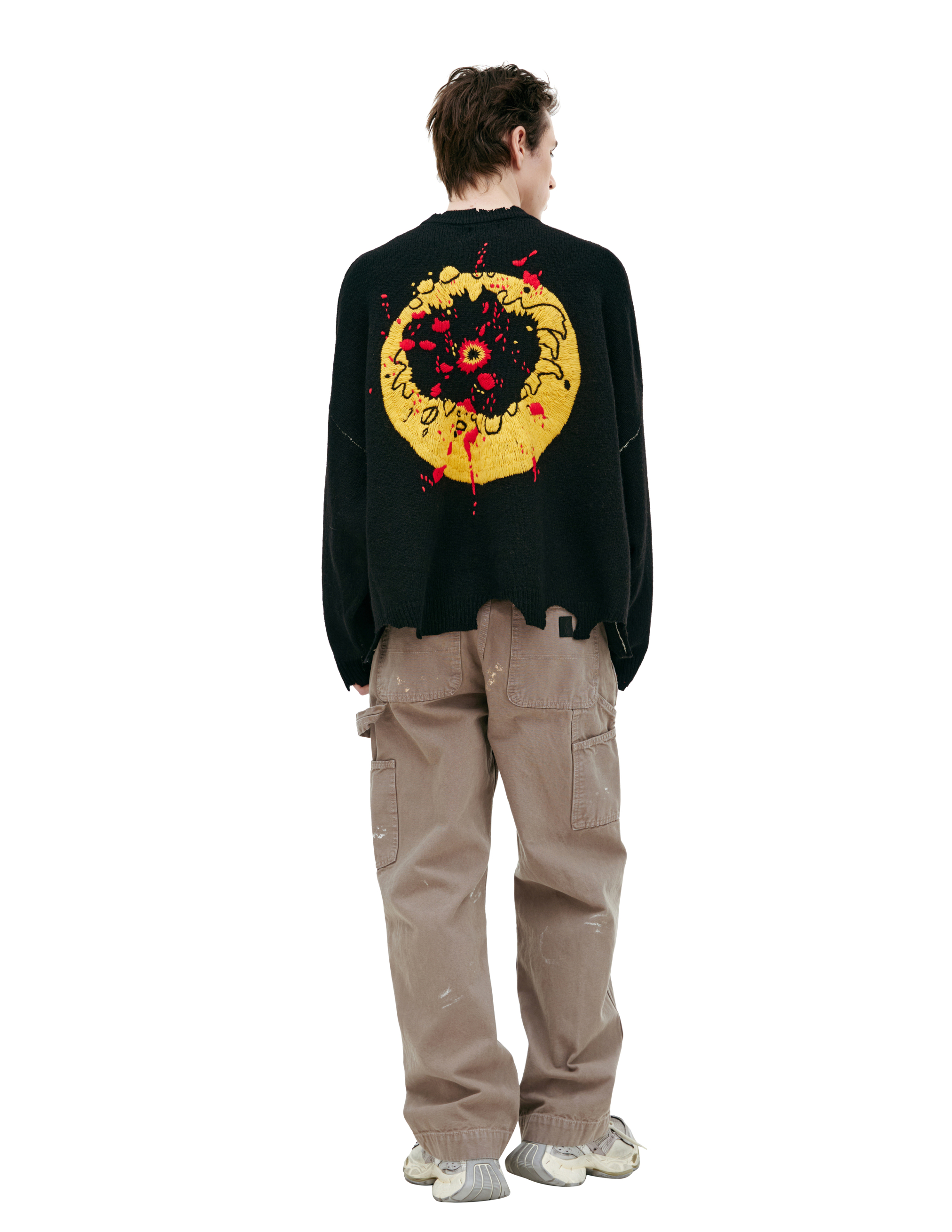 Saint Mxxxxxx Embroidered Knit Sweater In Black