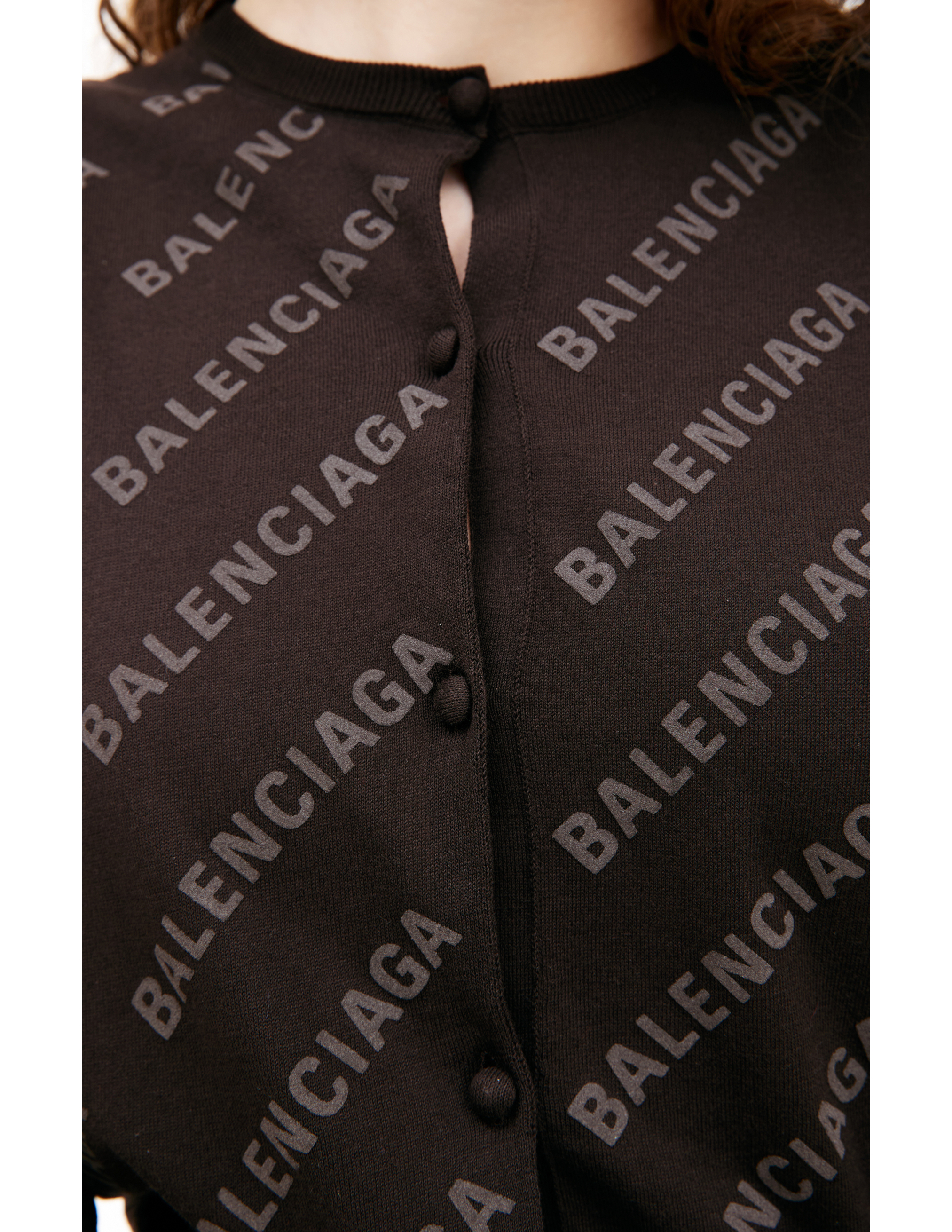 Shop Balenciaga Black Logo Cardigan