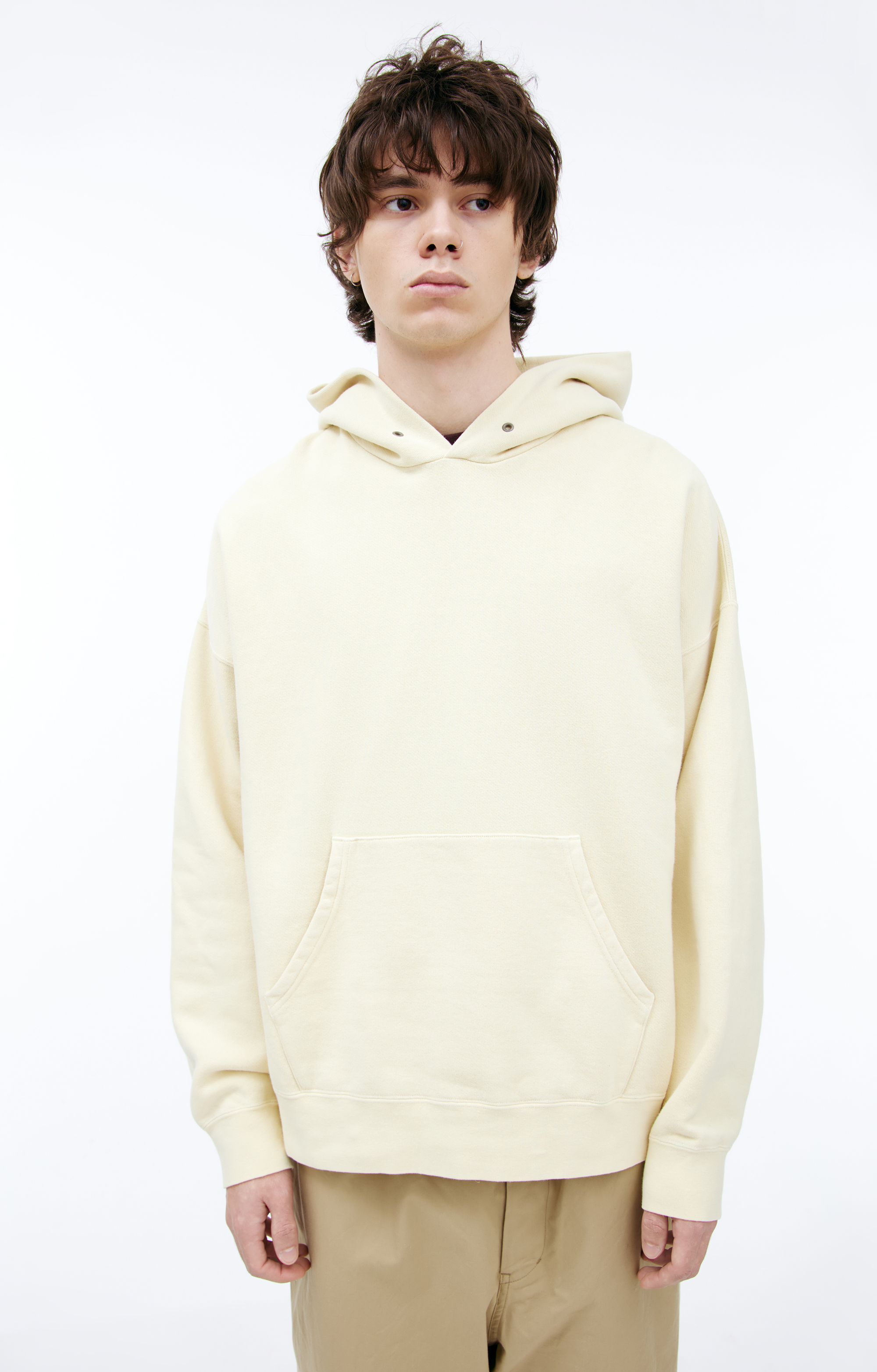 Buy visvim men yellow basic cotton hoodie for $760 online on SV77