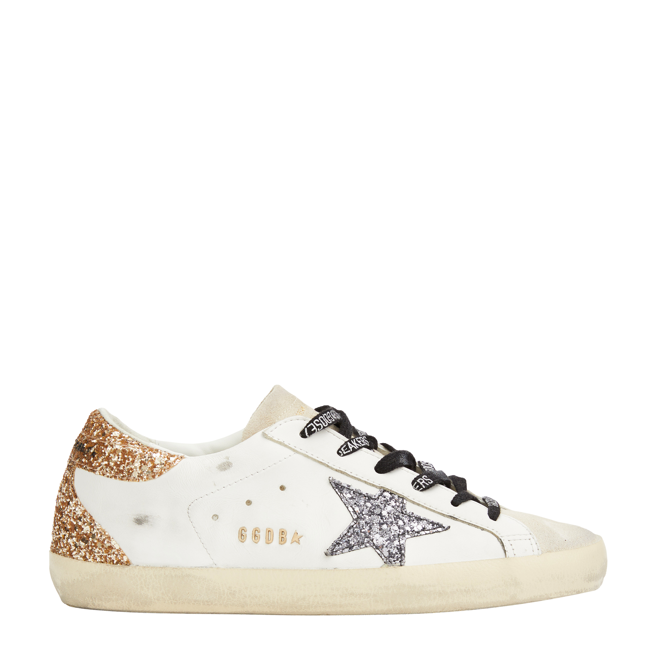 Buy Golden Goose women super star leather sneakers with glitter star ...