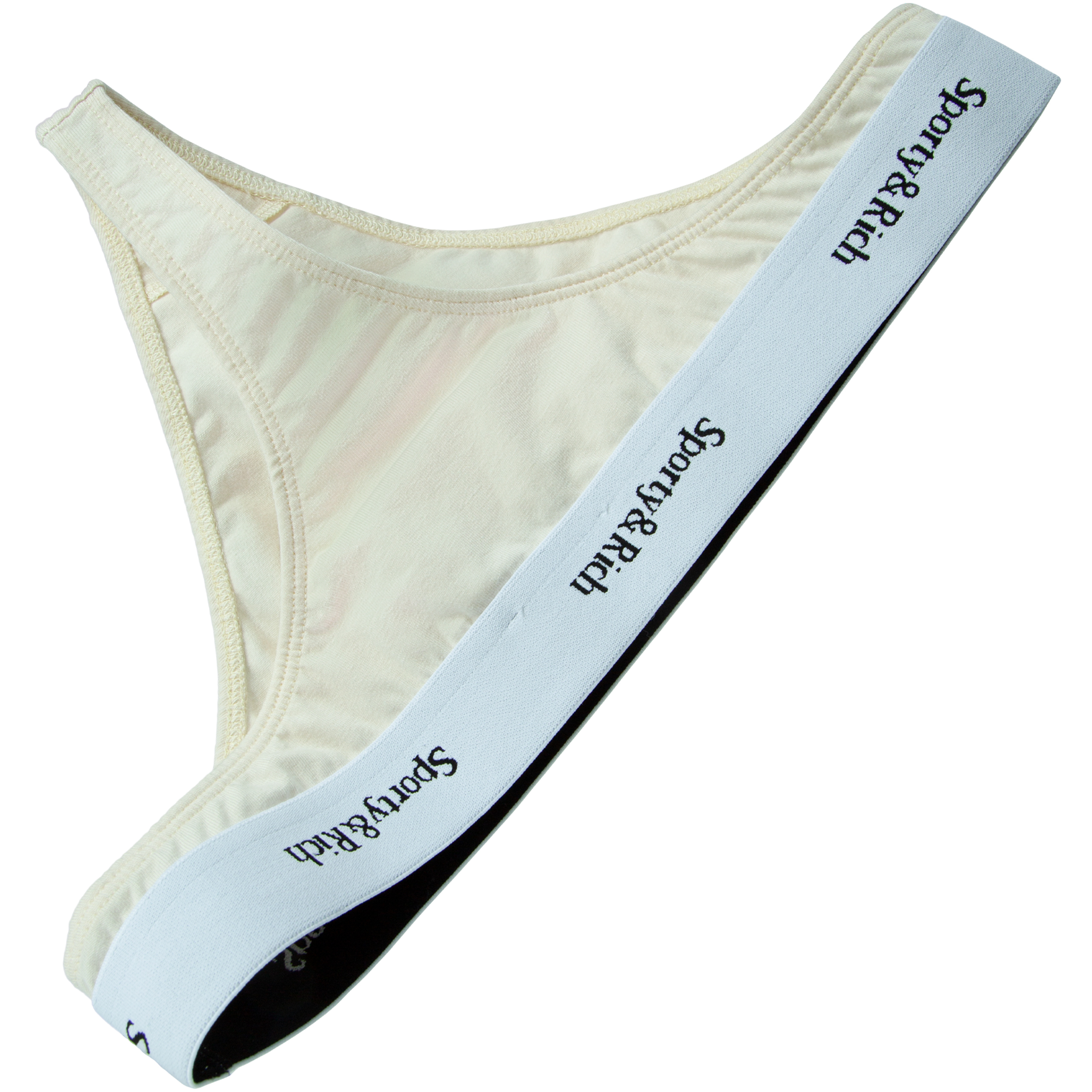 Shop Sporty And Rich Beige Serif Thong