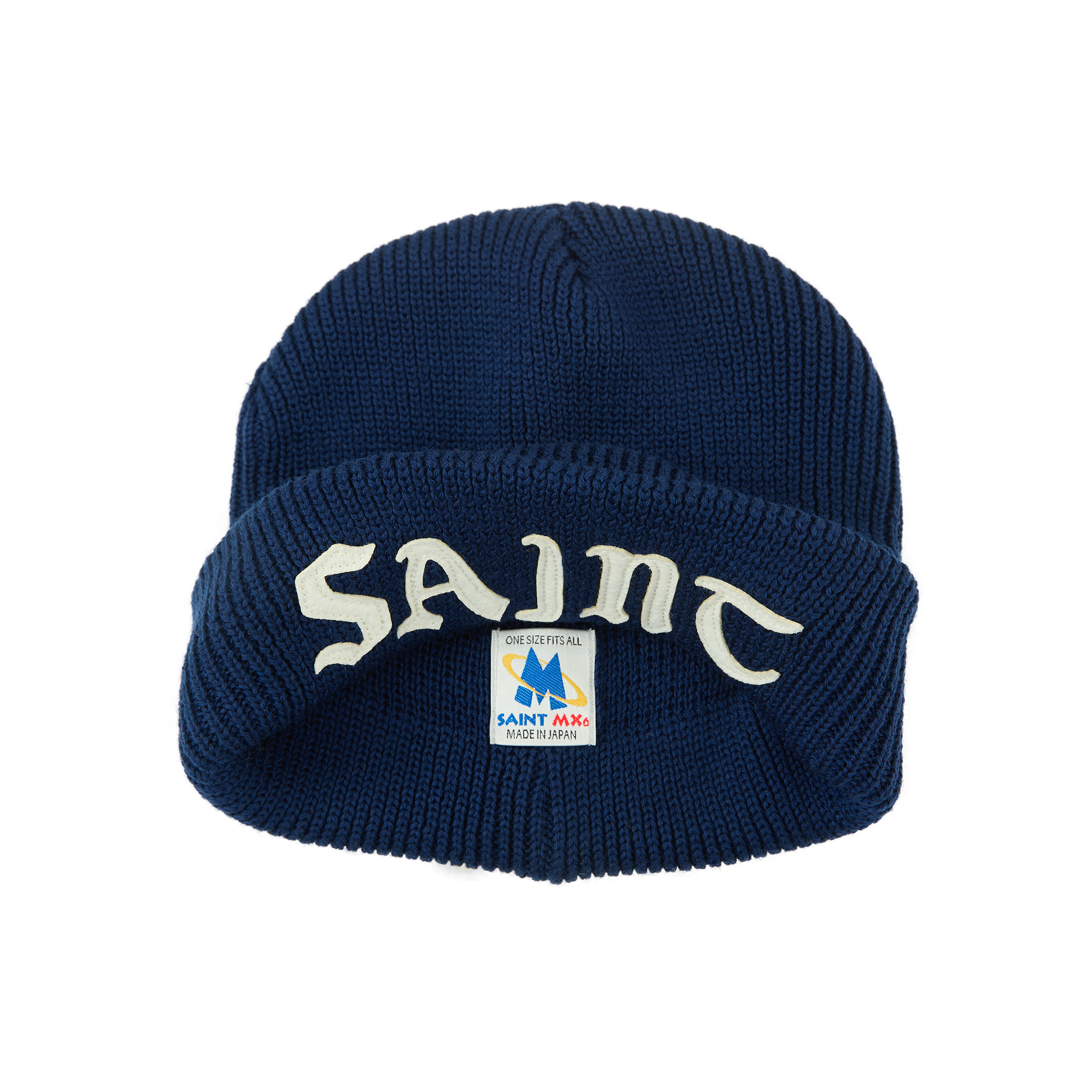 Buy Saint Mxxxxxx women navy blue wool beanie with logo for $294