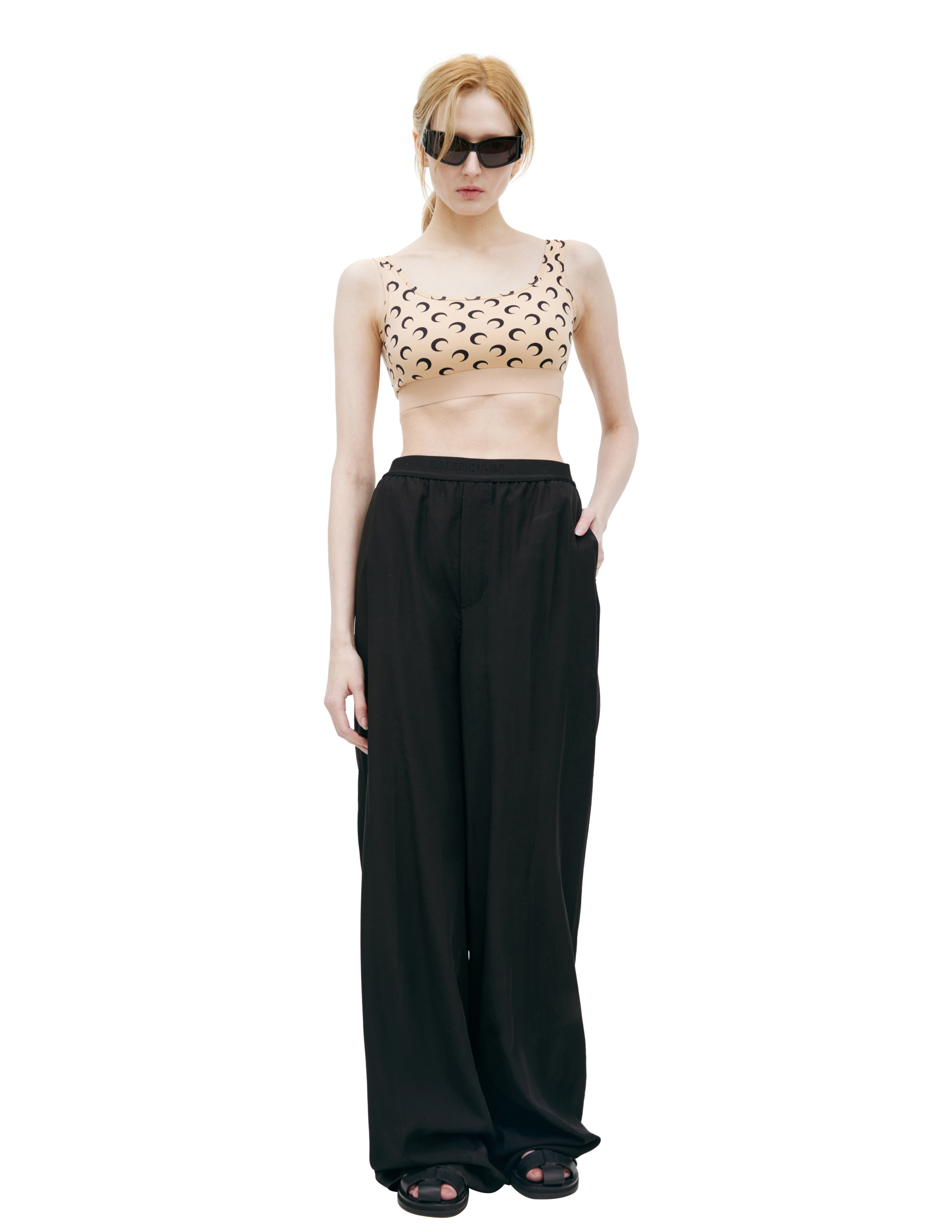 Marine Serre Moon All Over Logo Bra In Beige