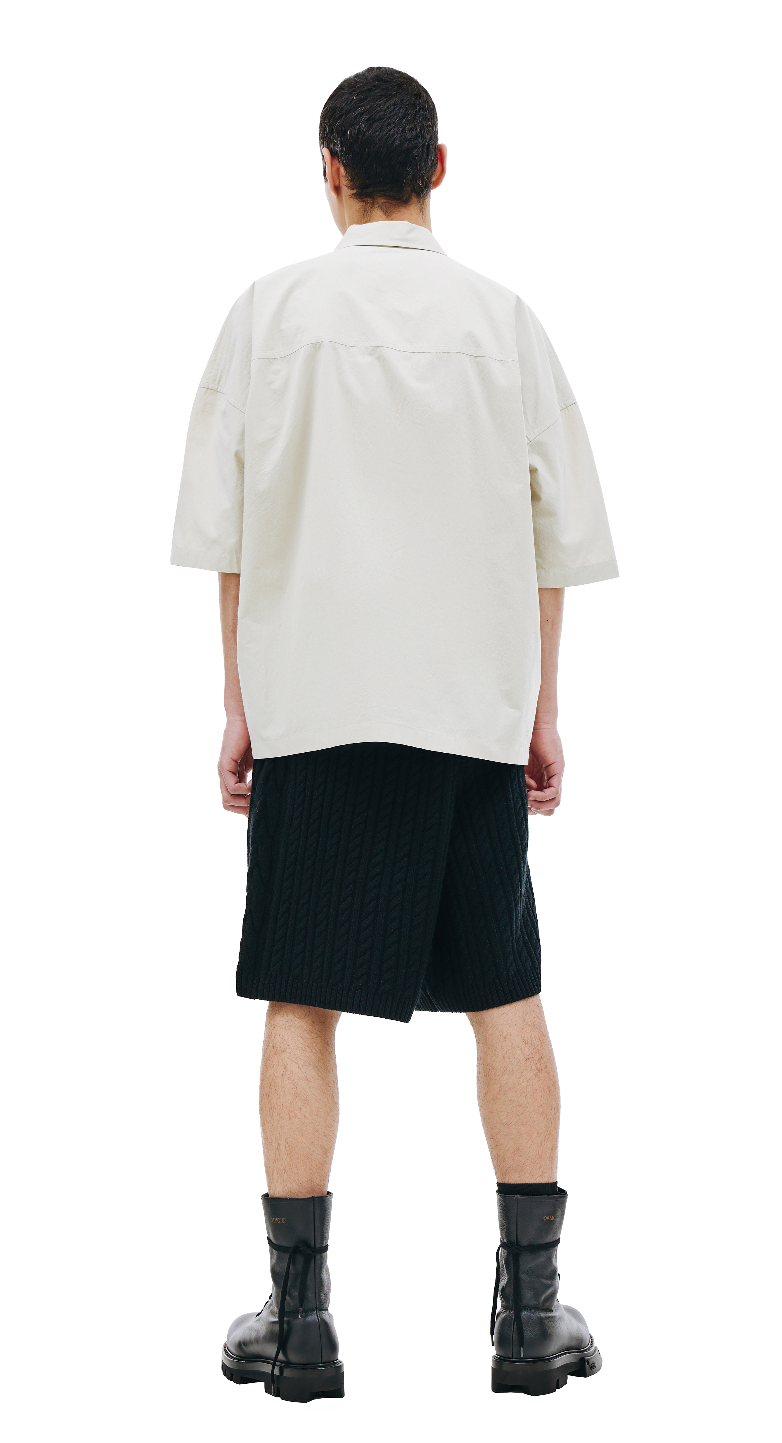 Buy Jil Sander men beige zip up short sleeve shirt for $720 online 