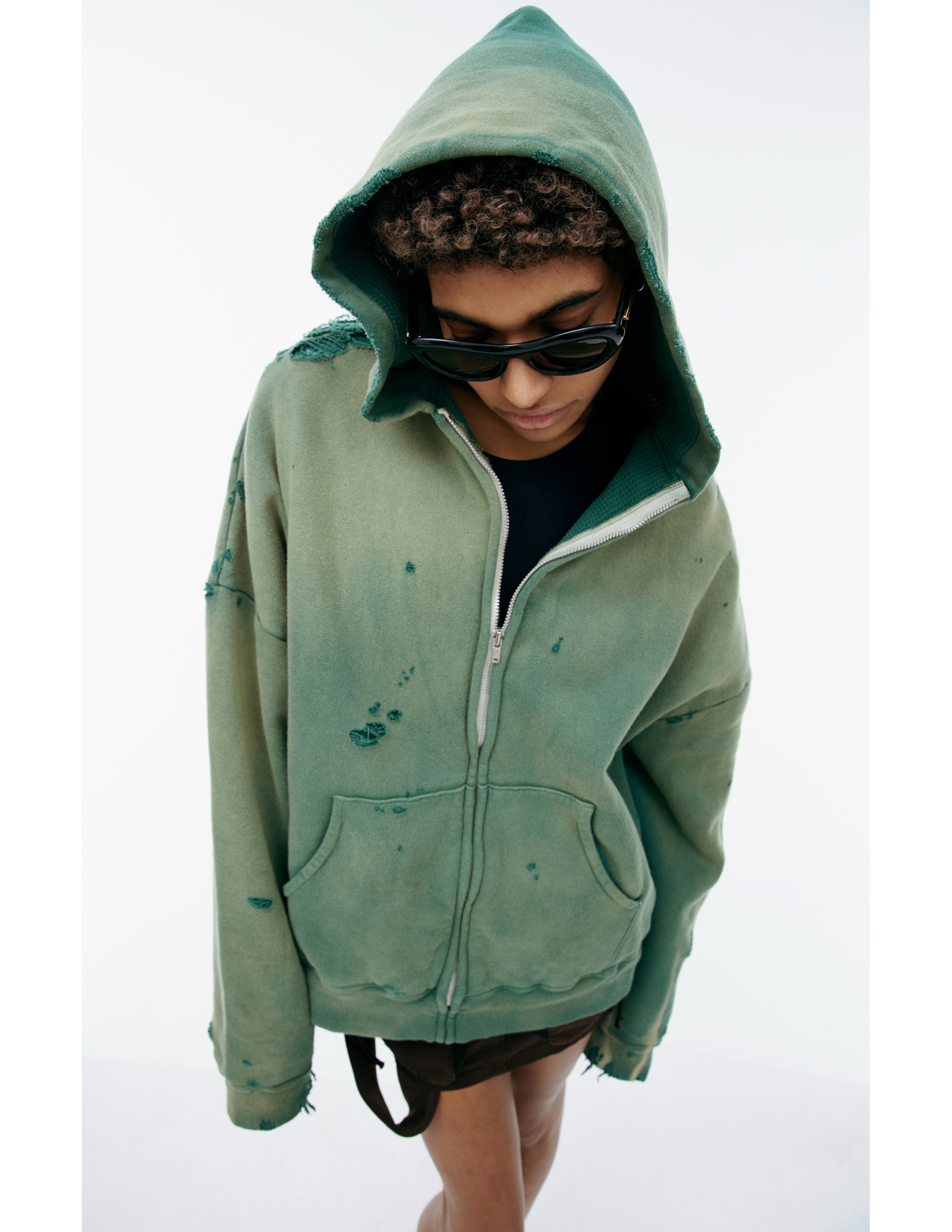 Saint Mxxxxxx Green Hoodie With Zipper In Green