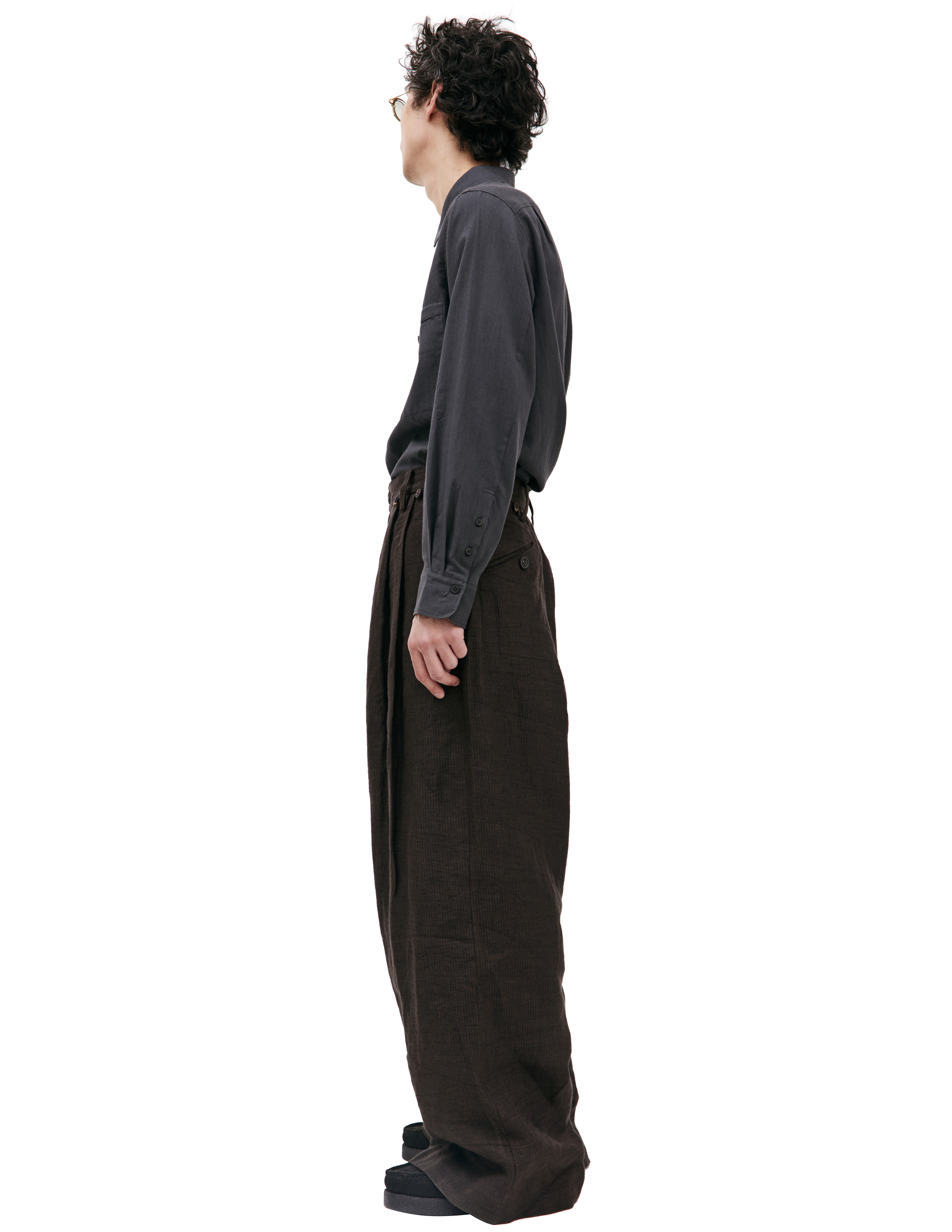 Shop Ziggy Chen Wide Striped Trousers In Brown