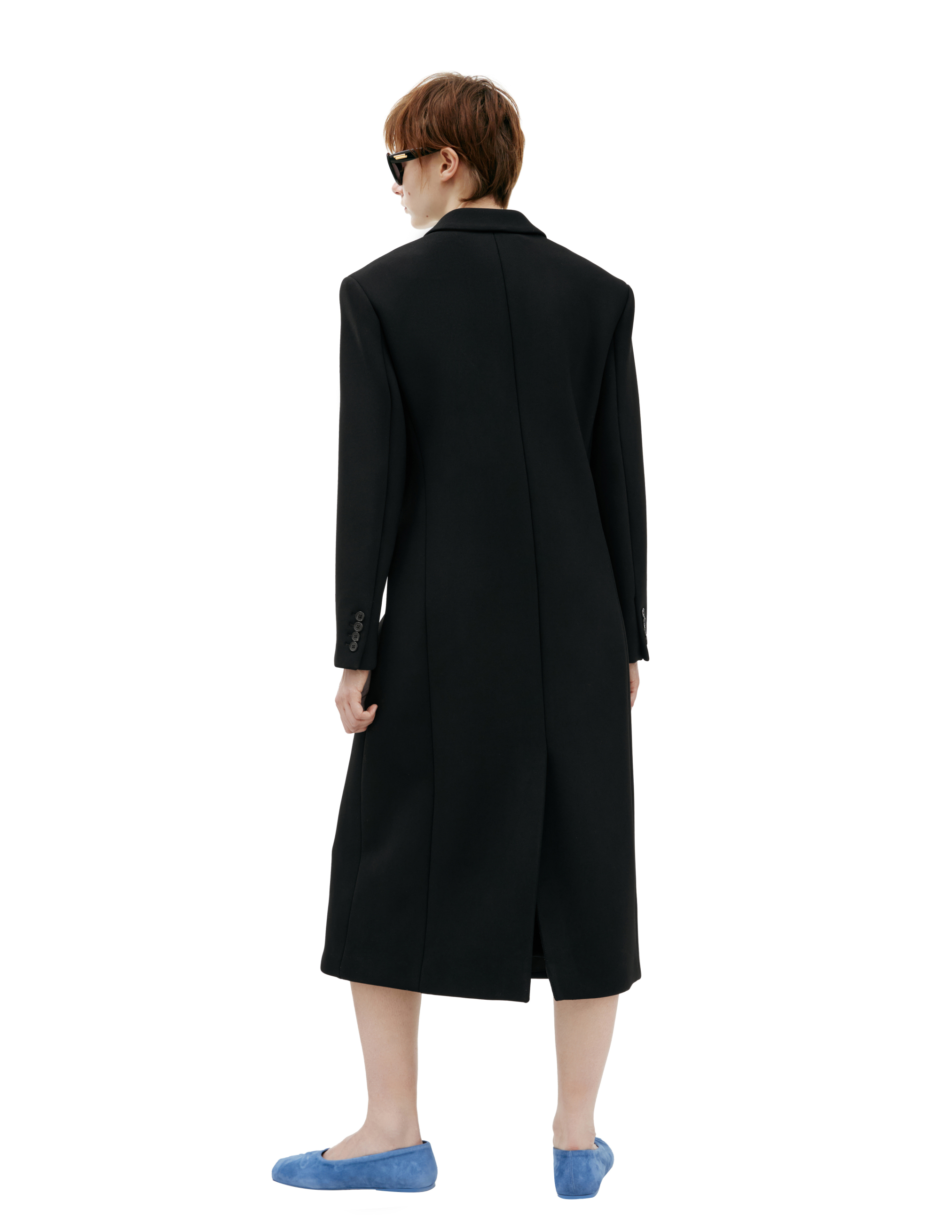 The Row Double-breasted Viscose Coat In Black