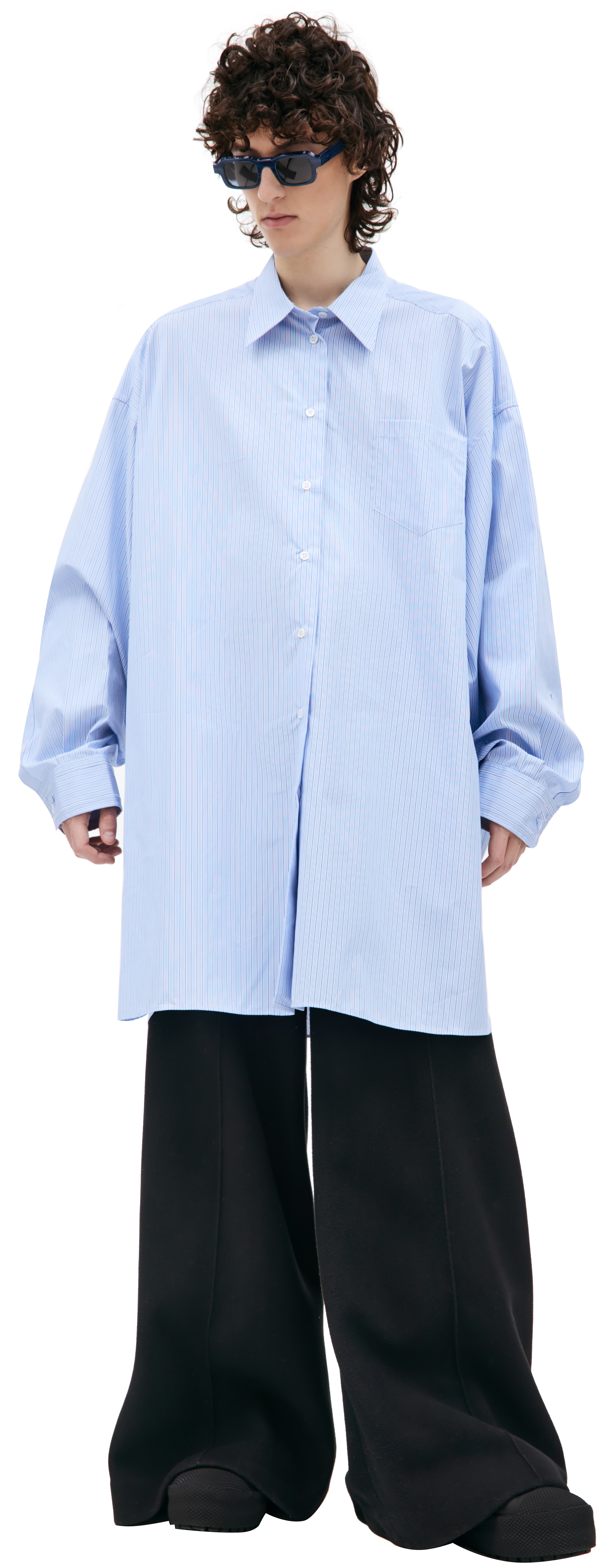 maison margiela シャツ Buy Maison Margiela men blue stripe oversized shirt for $592