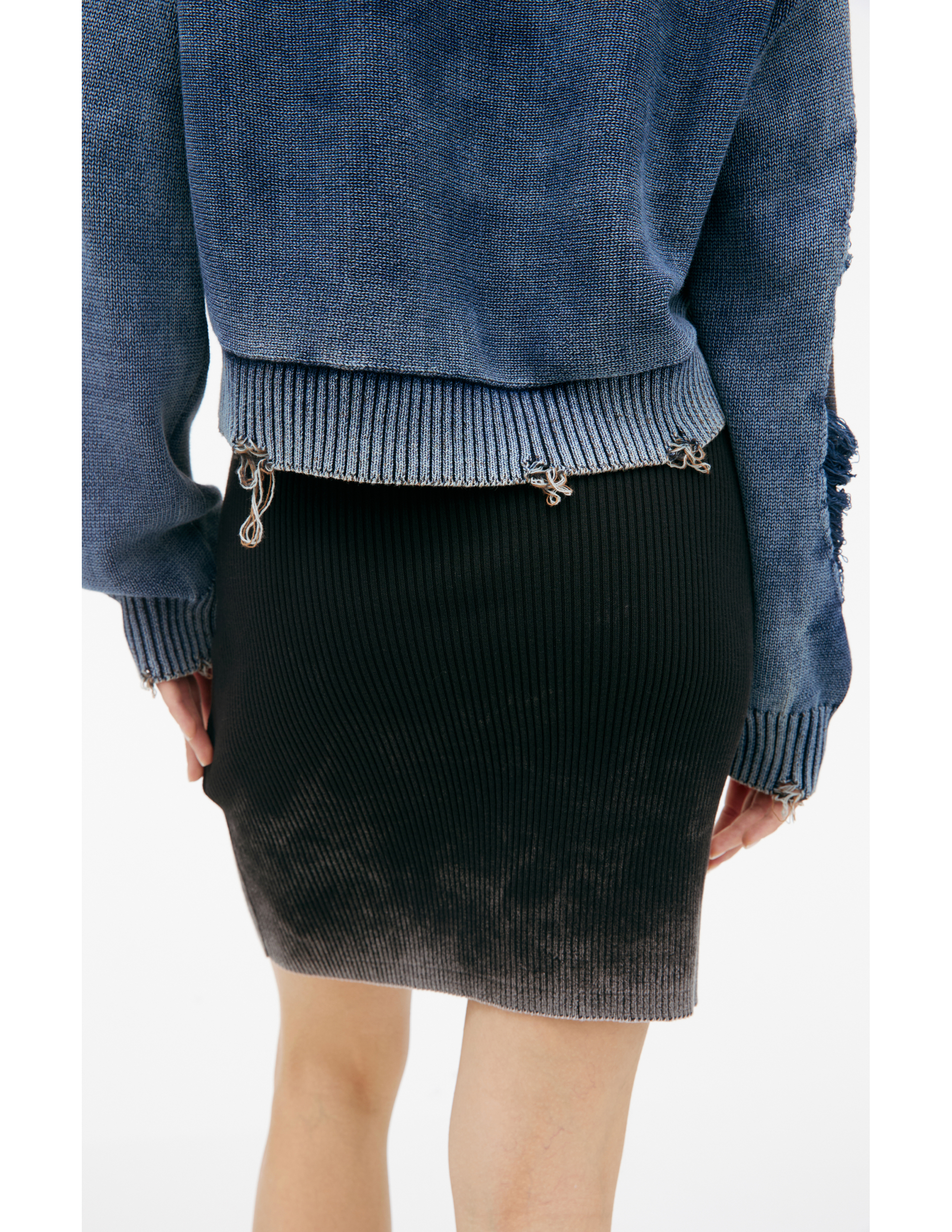 Diesel Destroyed Jumper With Floating Yarn Logo In Blue