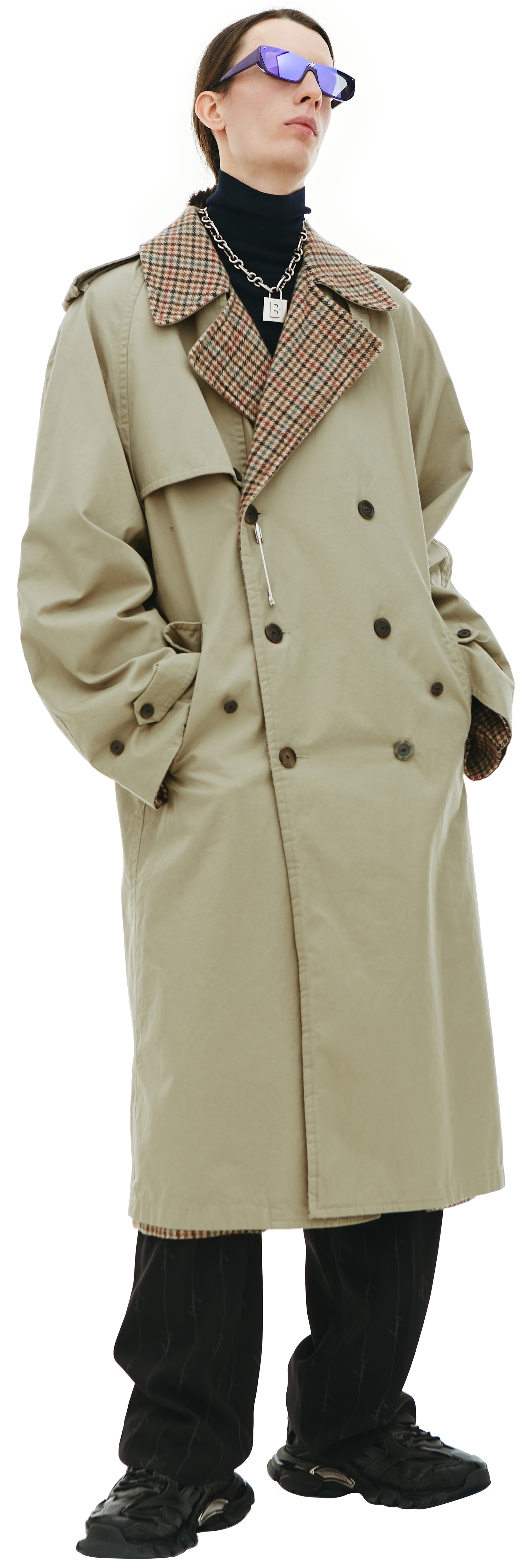 Buy Balenciaga women beige reversible trench coat for $3,775