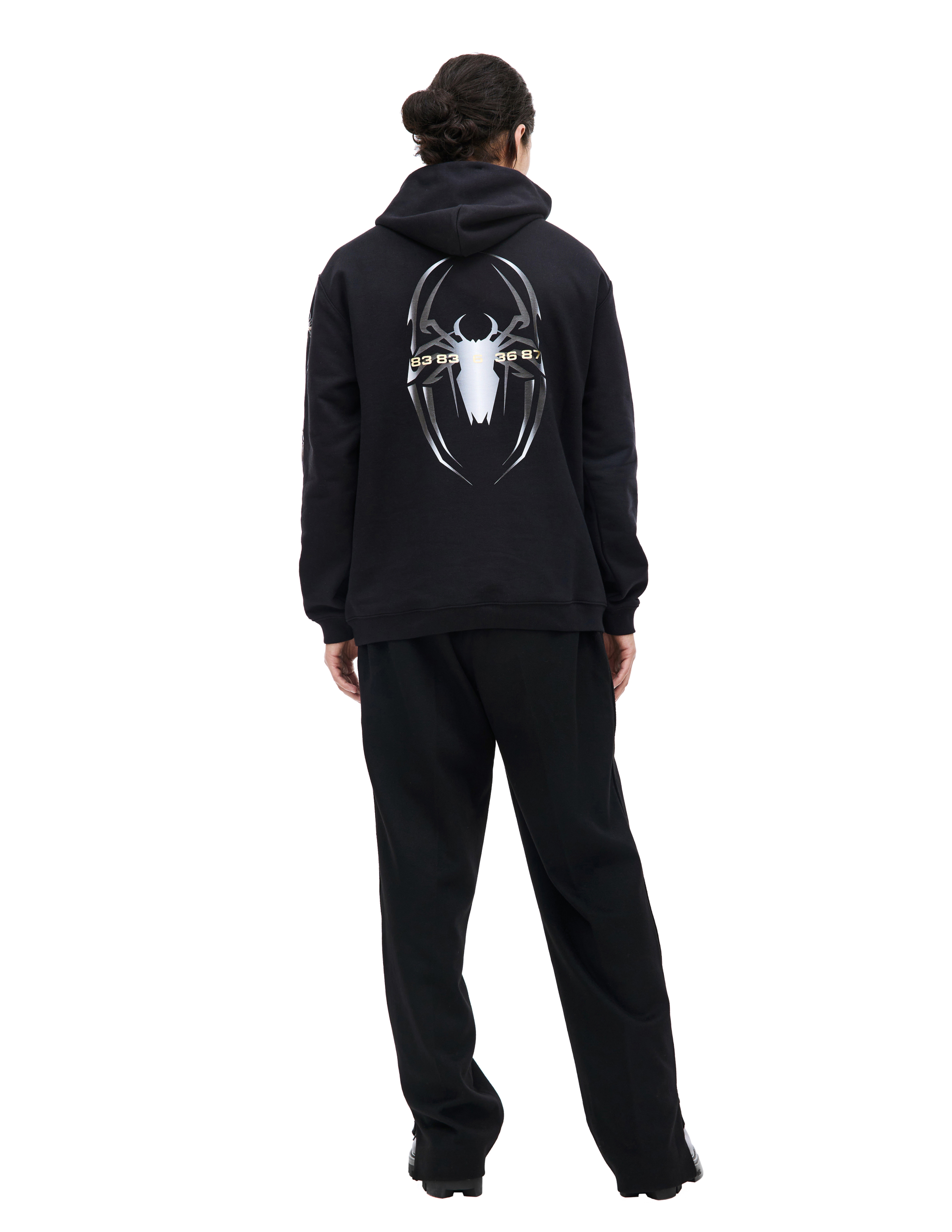 Shop Vtmnts Spider Printed Hoodie In Black